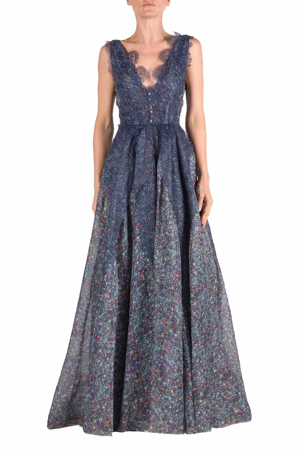 Luisa Beccaria Abito in organza con stampa floreale Super Saving Price