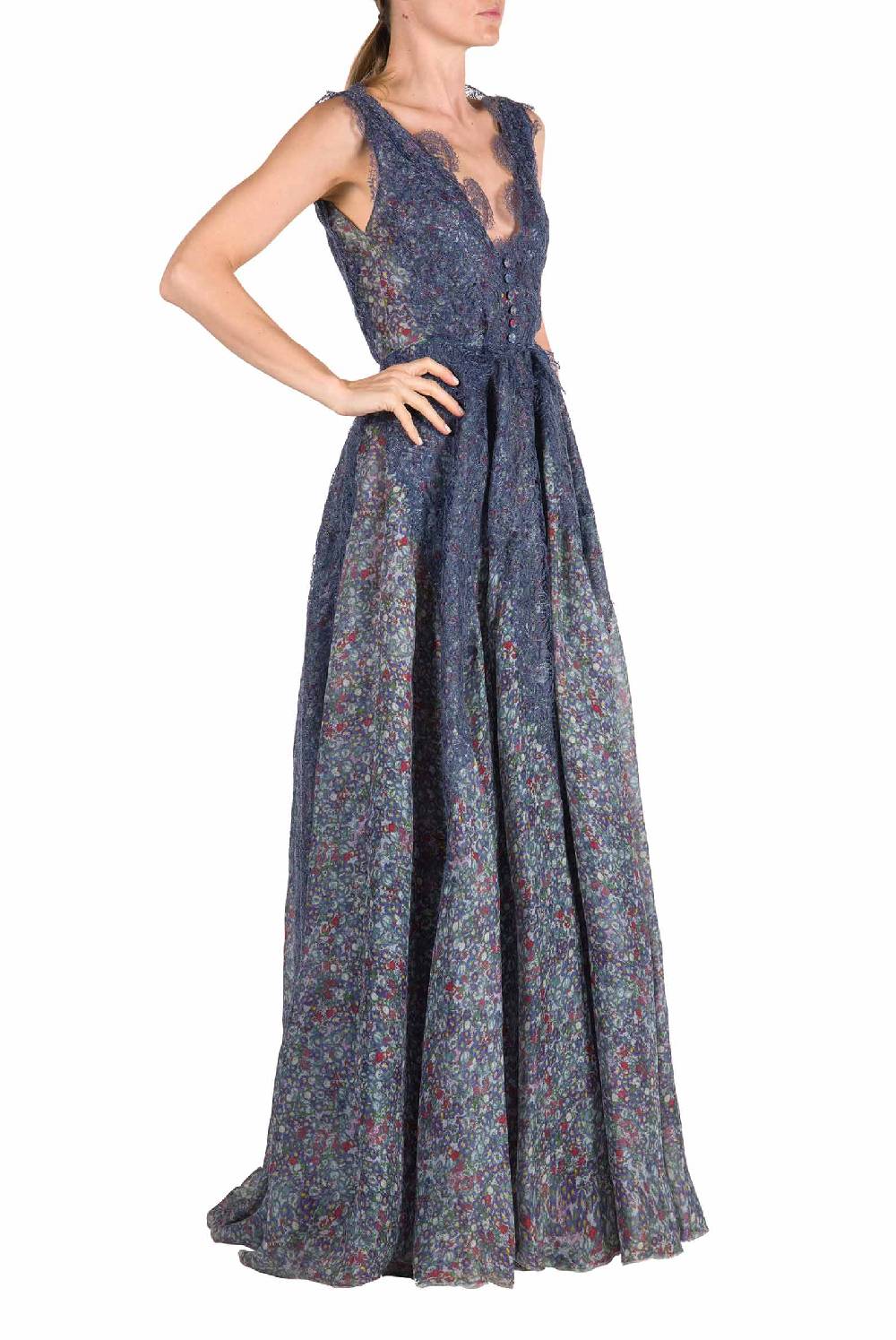 Luisa Beccaria Abito in organza con stampa floreale Super Saving Price