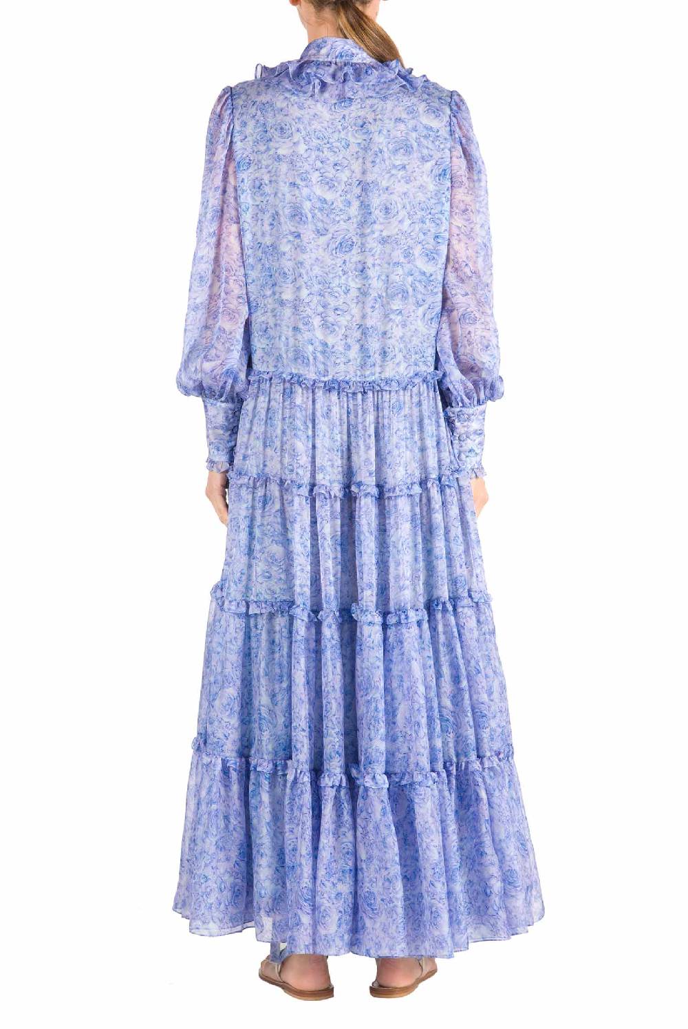 Luisa Beccaria Abito Chemisier in Chiffon con Rose Rilascio limitato