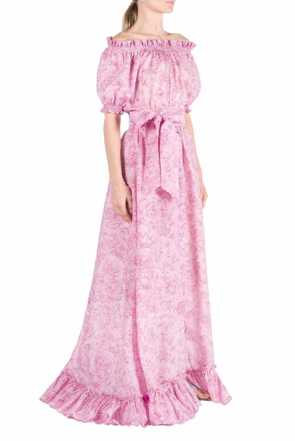 Luisa Beccaria Abito in organza stampato con rose Ultimi tre giorni