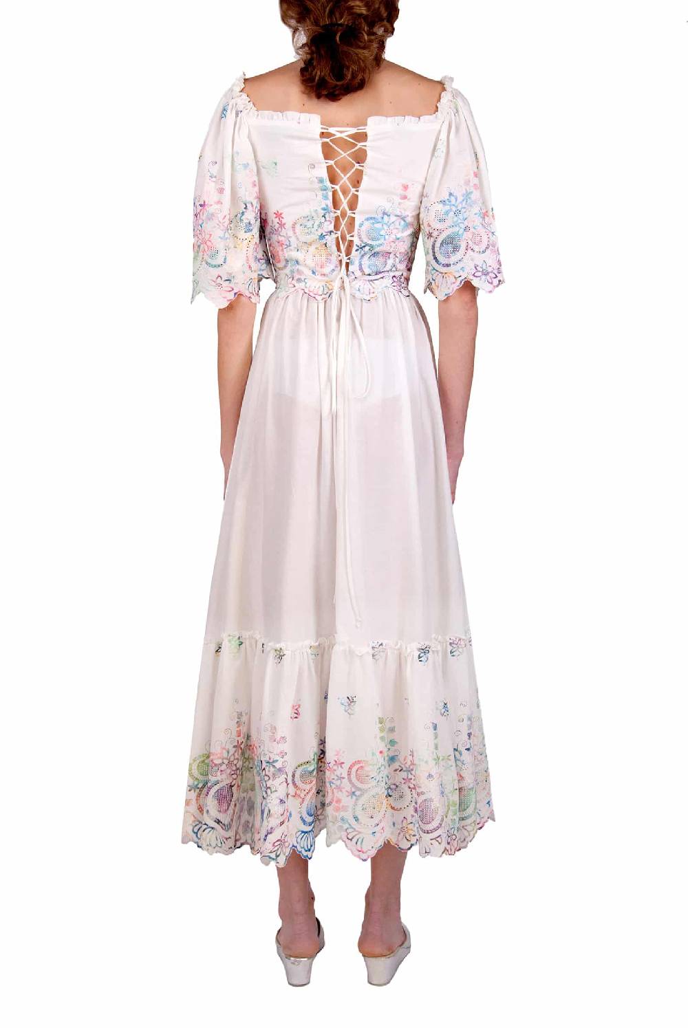 Luisa Beccaria Abito in cotone bianco ricamato Fino al 50% di sconto