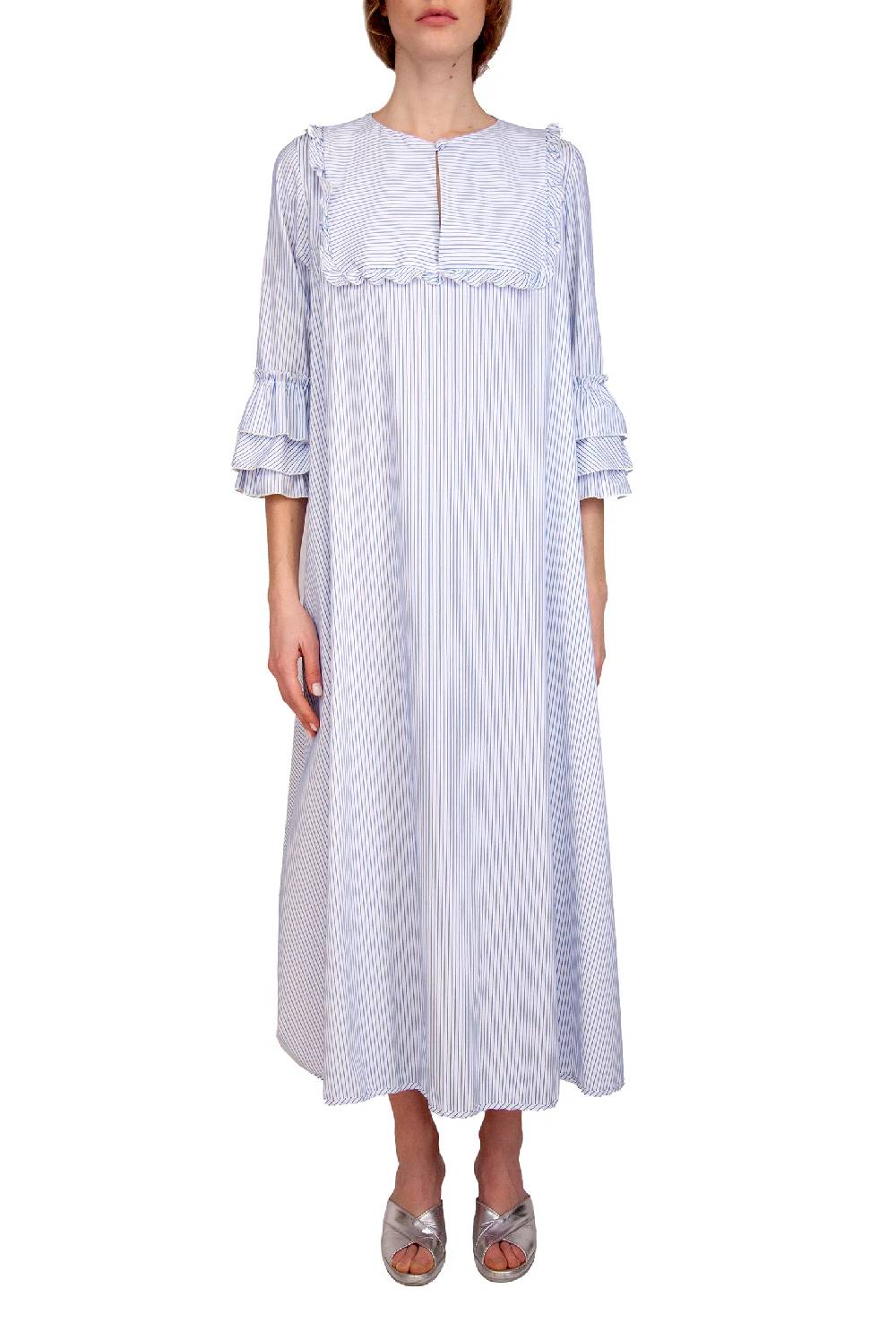 Luisa Beccaria Abito caftano a righe blu / bianche Fino al 60% di sconto