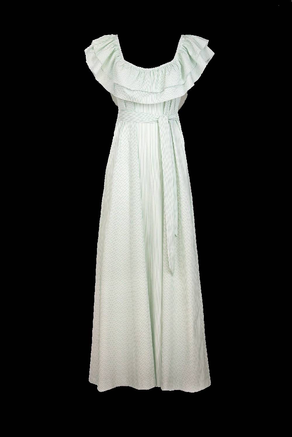 Luisa Beccaria Abito A Righe Verde / Bianco Con Volant Fino al 65% di sconto