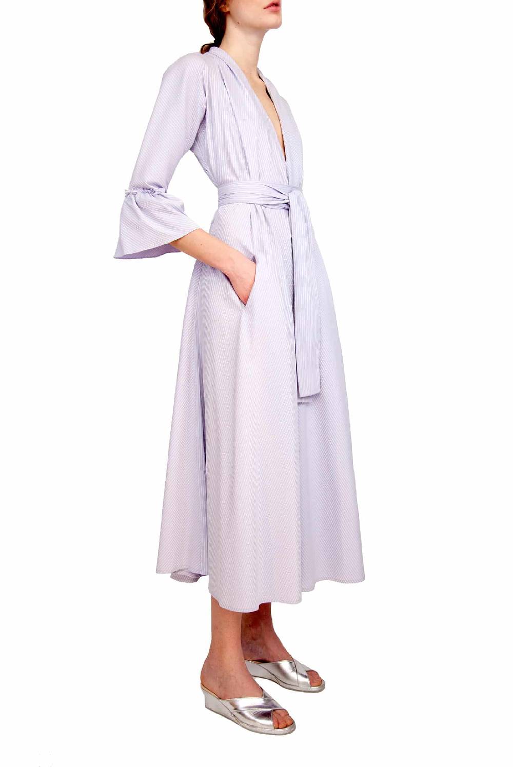 Luisa Beccaria Abito Luisa in cotone elasticizzato a righe lilla / bianco Only for today