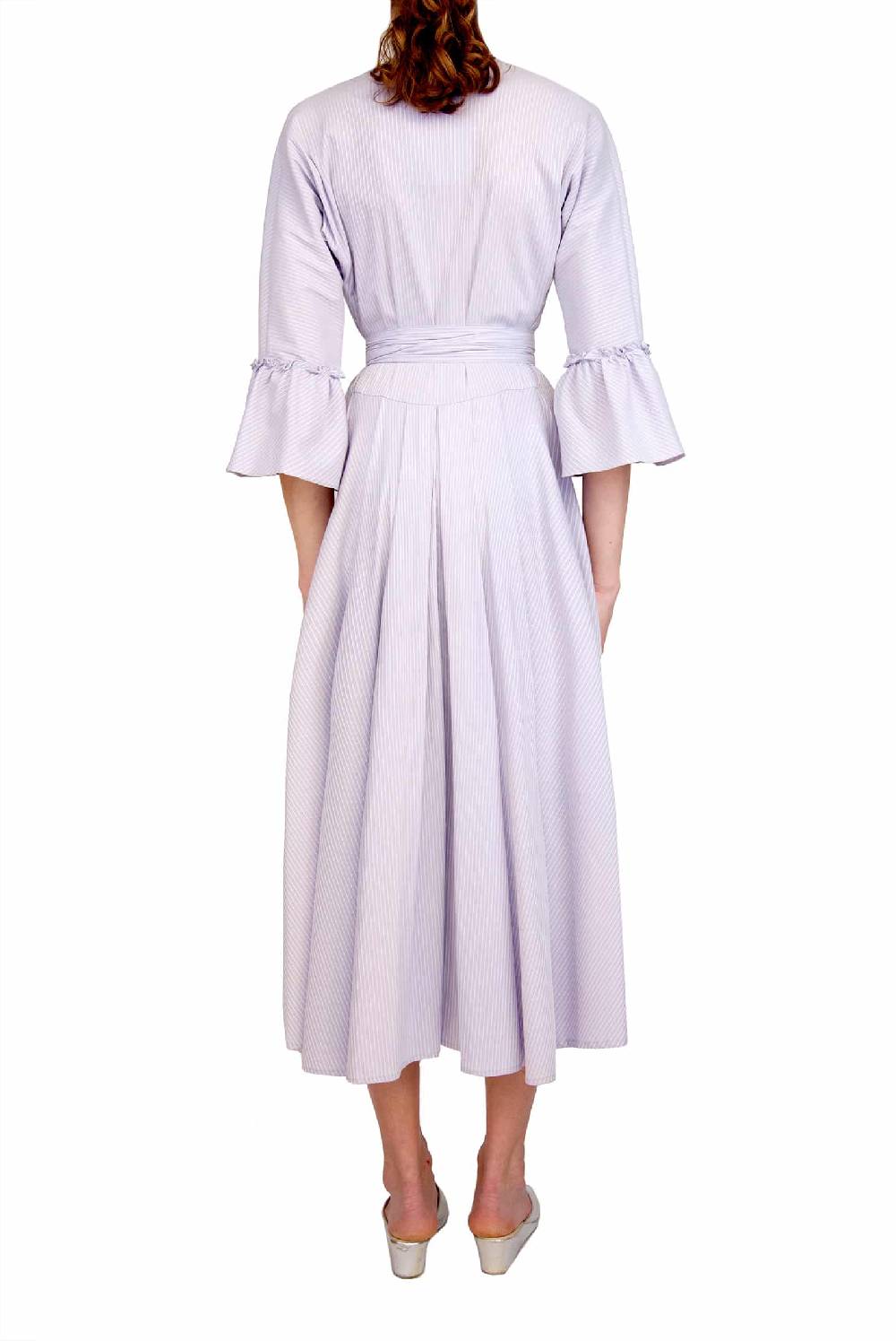 Luisa Beccaria Abito Luisa in cotone elasticizzato a righe lilla / bianco Only for today