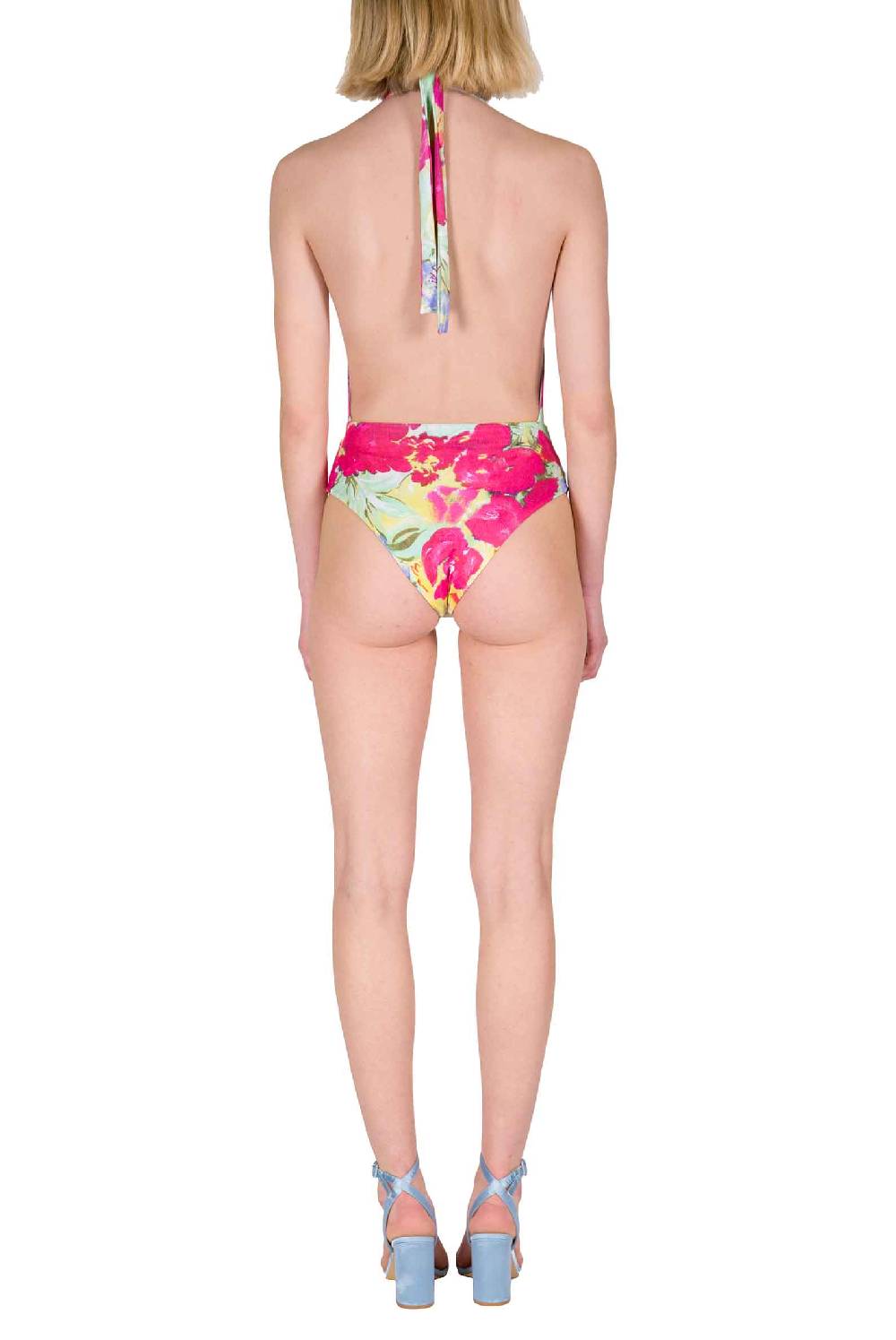 Luisa Beccaria Costume da bagno intero con scollo a V in fiori astratti Super sconto