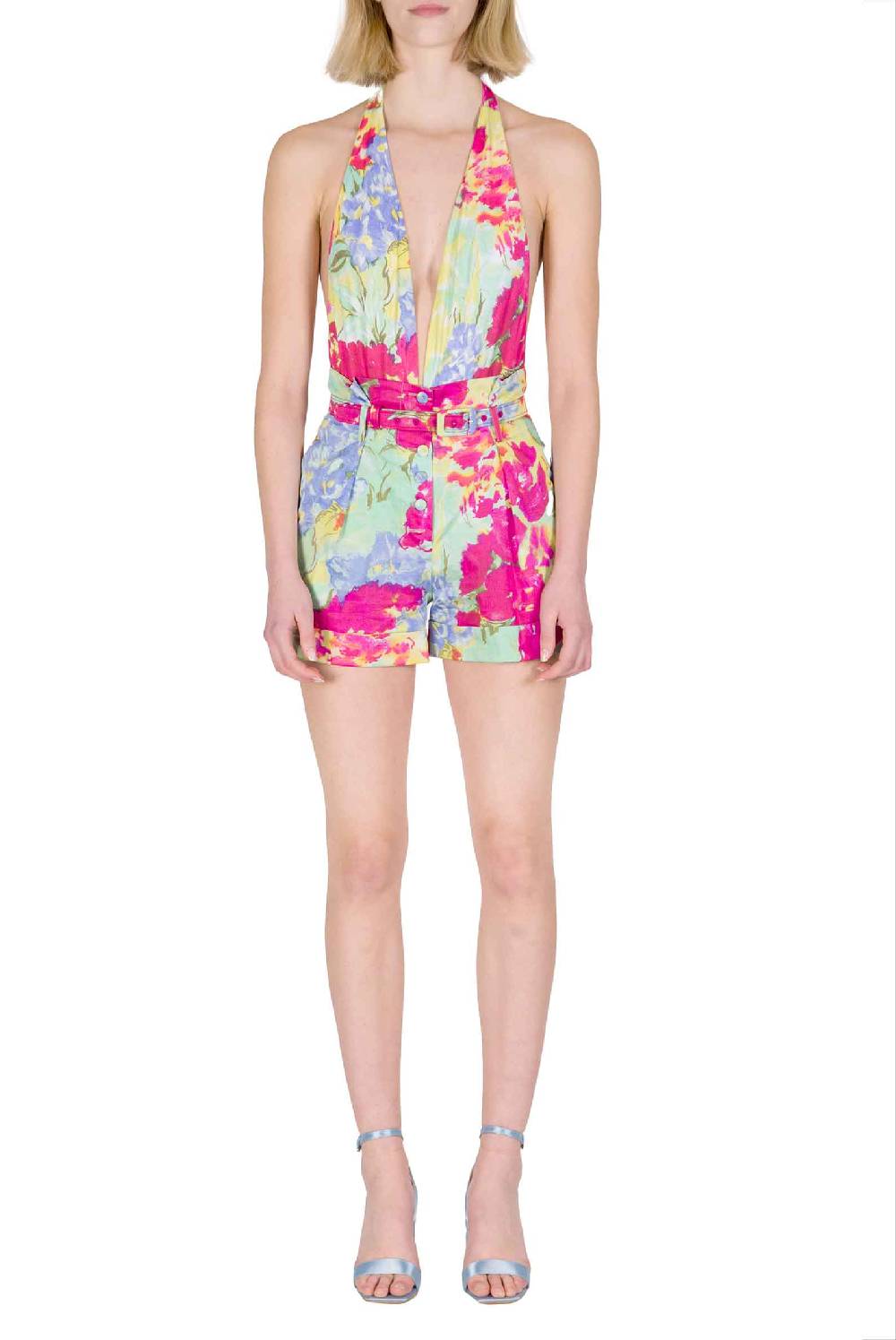 Luisa Beccaria Shorts in cotone a fiori astratti Enormi sconti