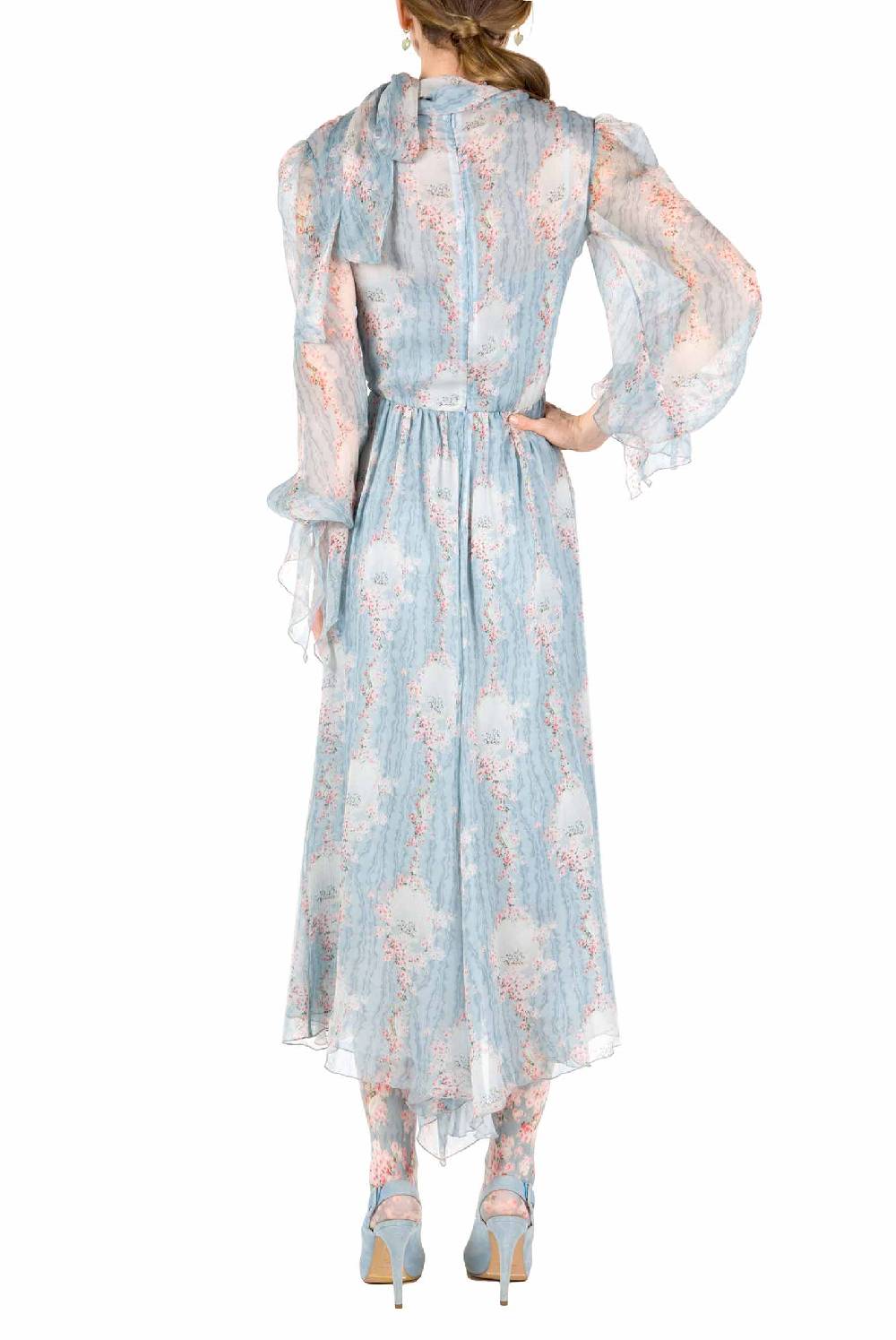 Luisa Beccaria Cerchio Di Rose Abito In Chiffon Con Fascia Esporta salva