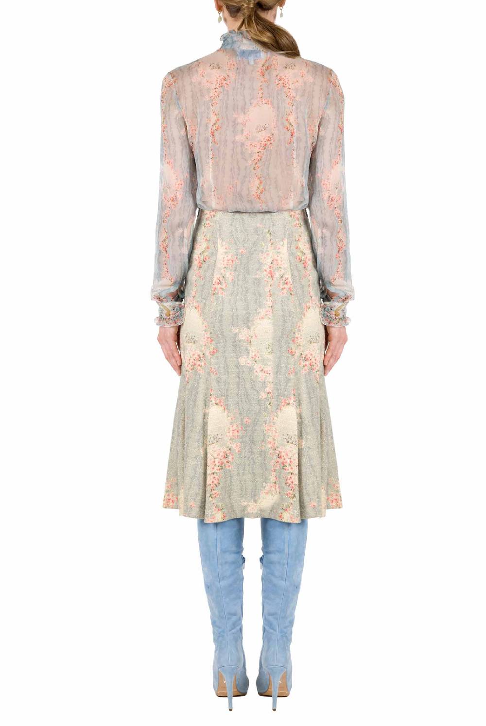 Luisa Beccaria Cerchio Di Rose Camicia In Chiffon Crepon In vendita