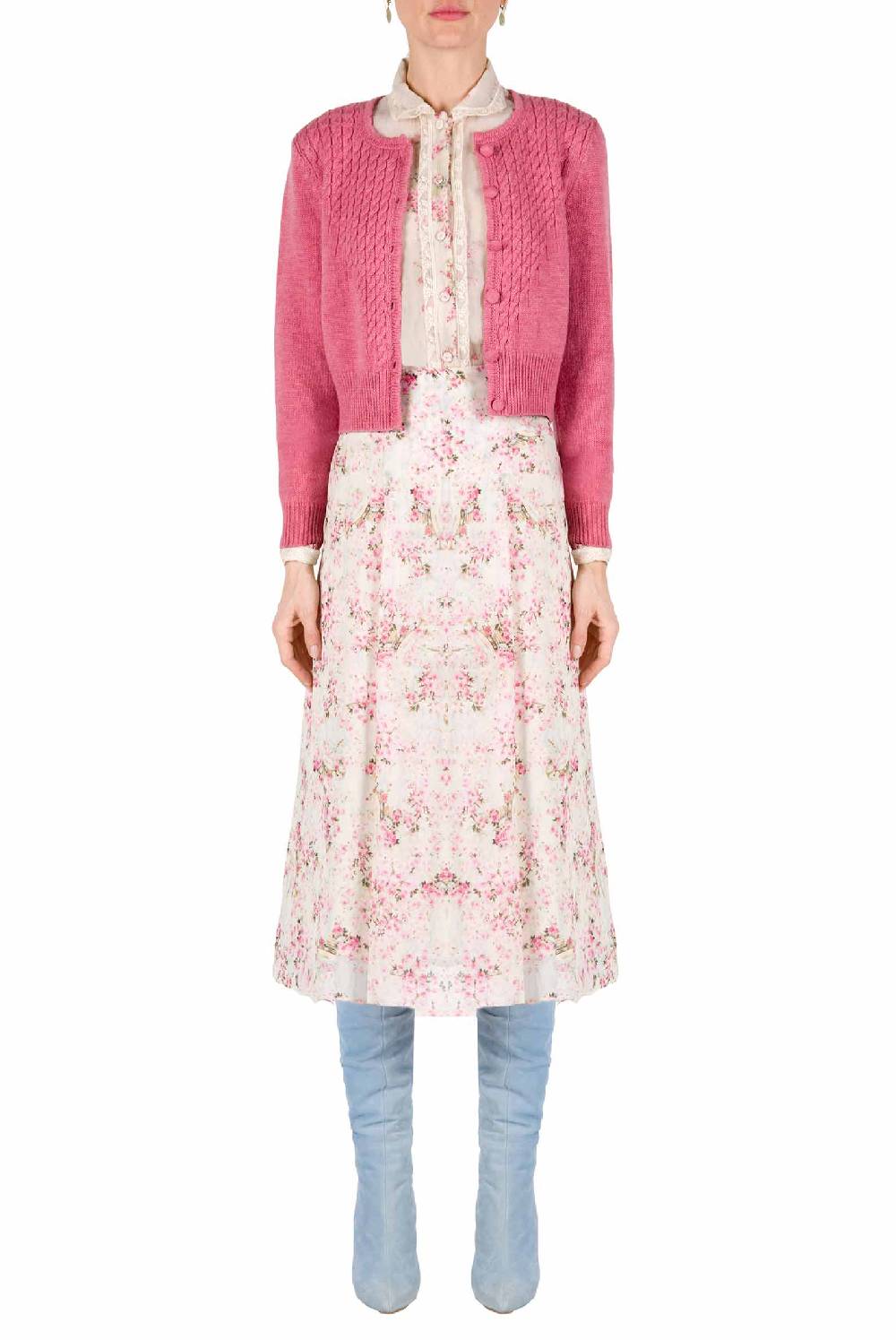 Luisa Beccaria Cardigan in maglia a trecce con bottoni 50% di sconto per tempo limitato