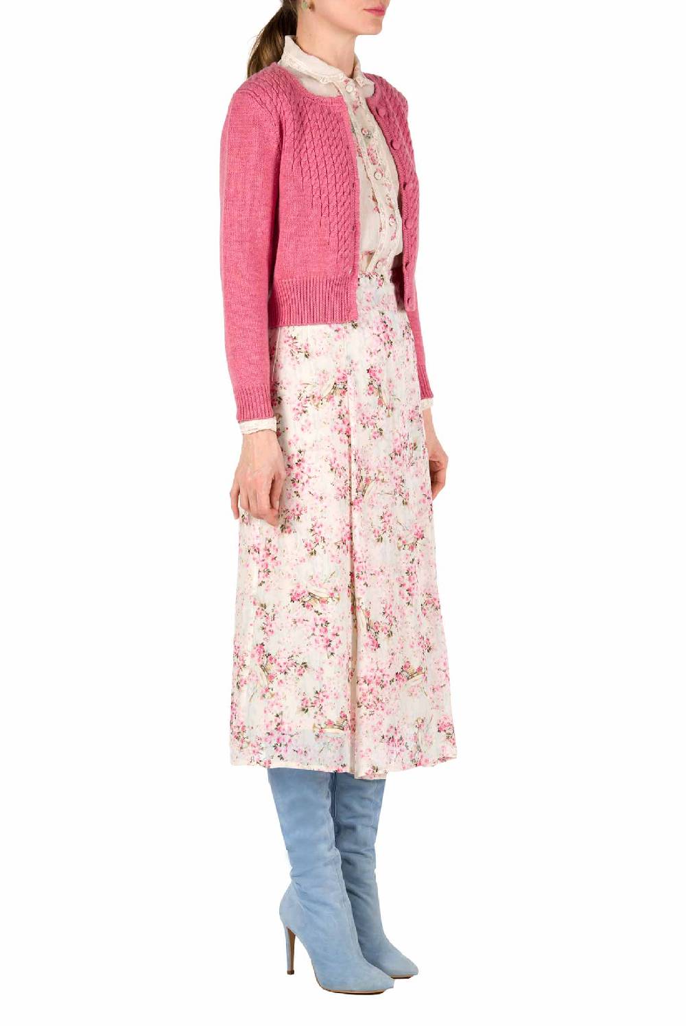 Luisa Beccaria Cardigan in maglia a trecce con bottoni 50% di sconto per tempo limitato