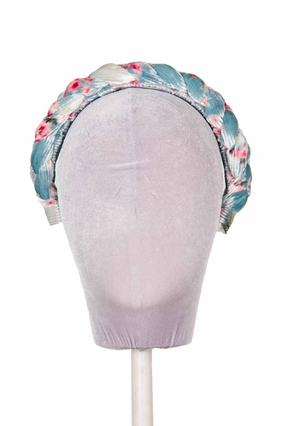 Luisa Beccaria Fascia per capelli intrecciata con boccioli di rose di velluto blu 2025