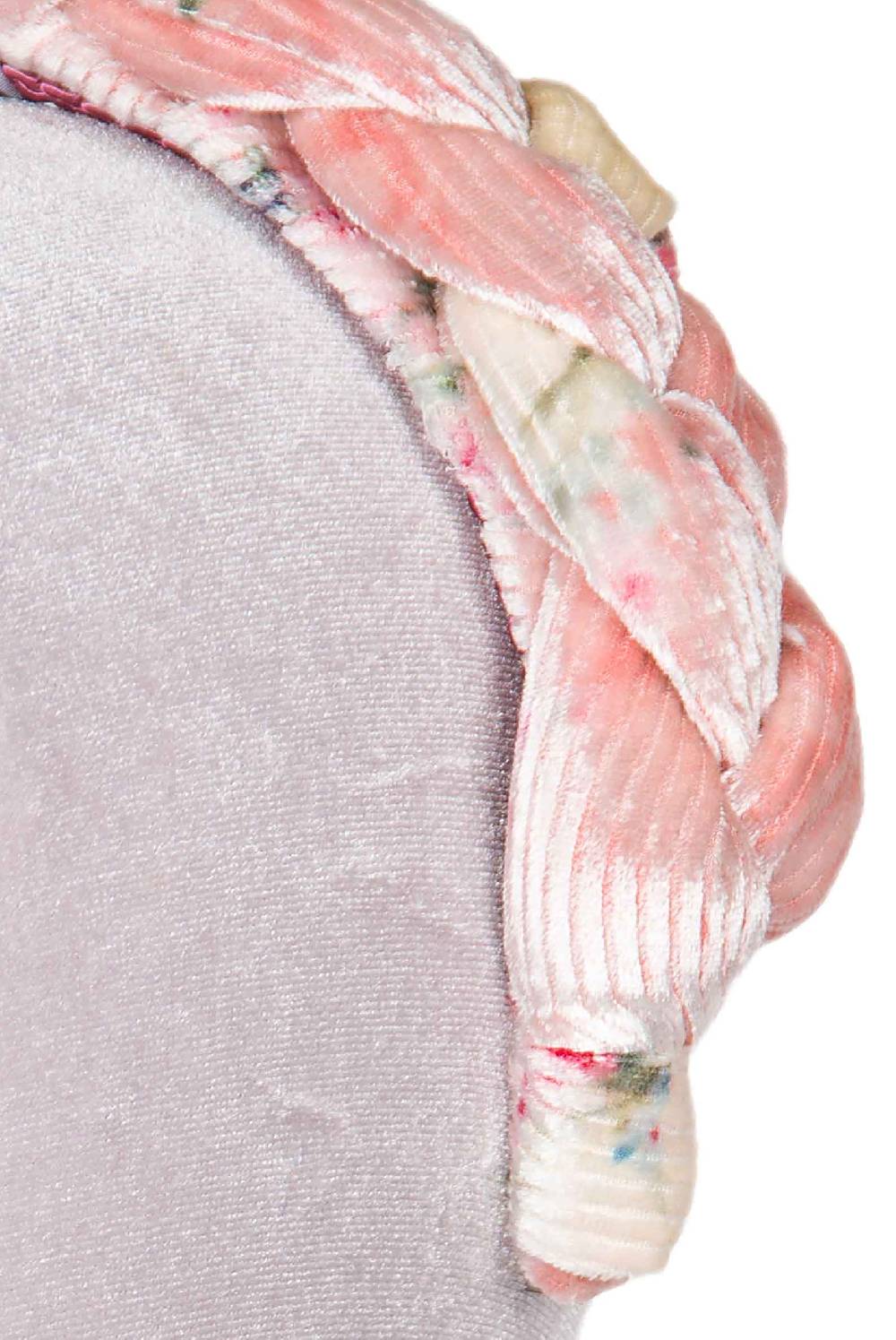 Luisa Beccaria Fascia per capelli intrecciata con boccioli di rose di velluto rosa Italy