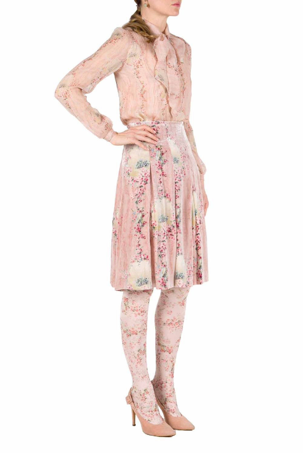 Luisa Beccaria Cerchio In Chiffon Di Rose Camicia Con Fiocco Italia