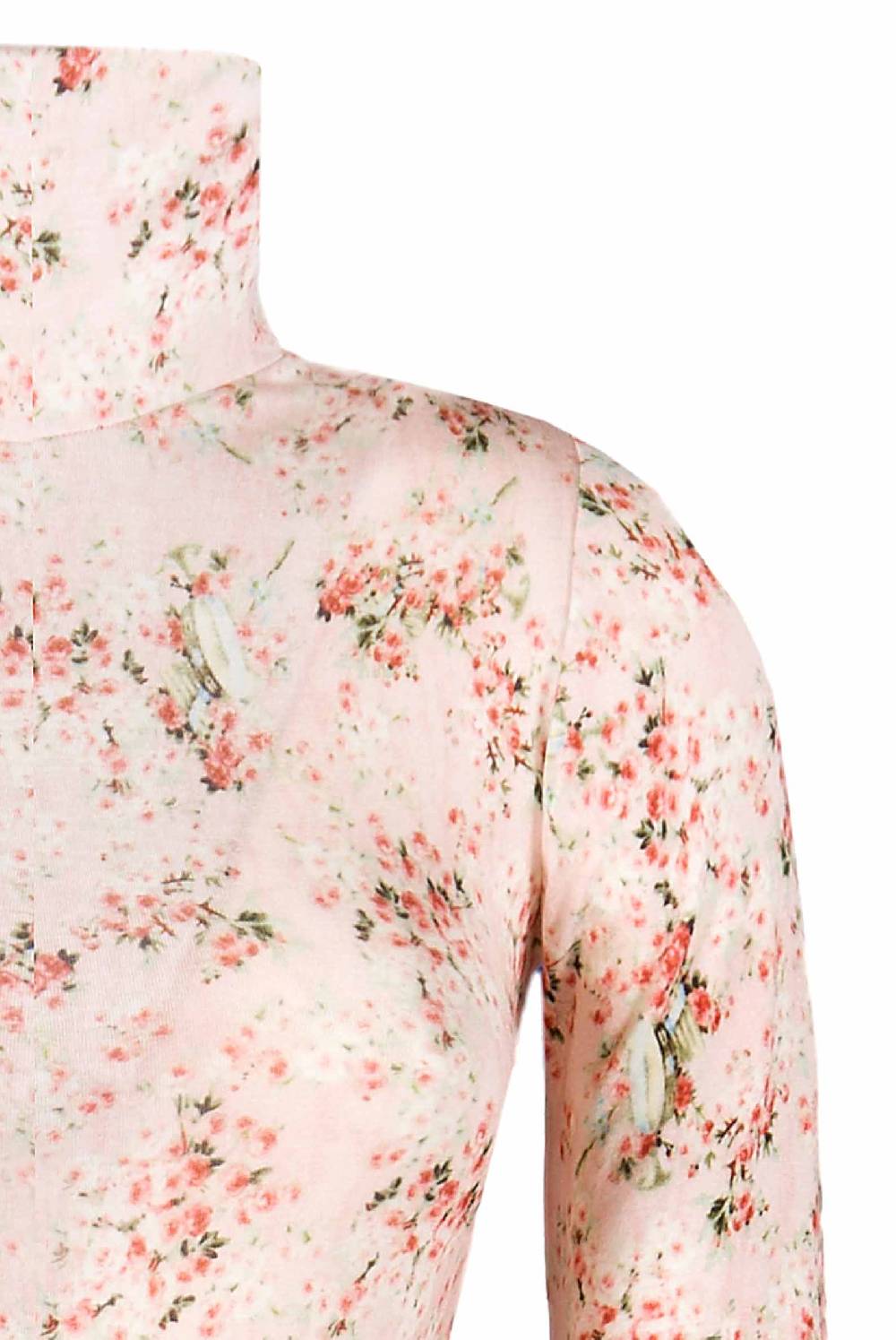 Luisa Beccaria Dolcevita in jersey rosa con stampa boccioli di rosa In Linea