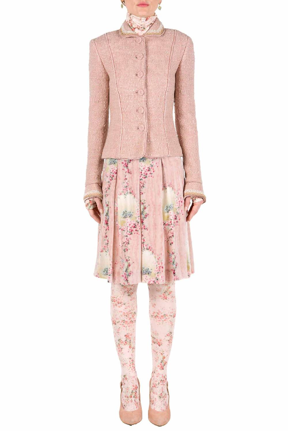 Luisa Beccaria Giacca Boucle Lurex Ricamata Perla Vendita