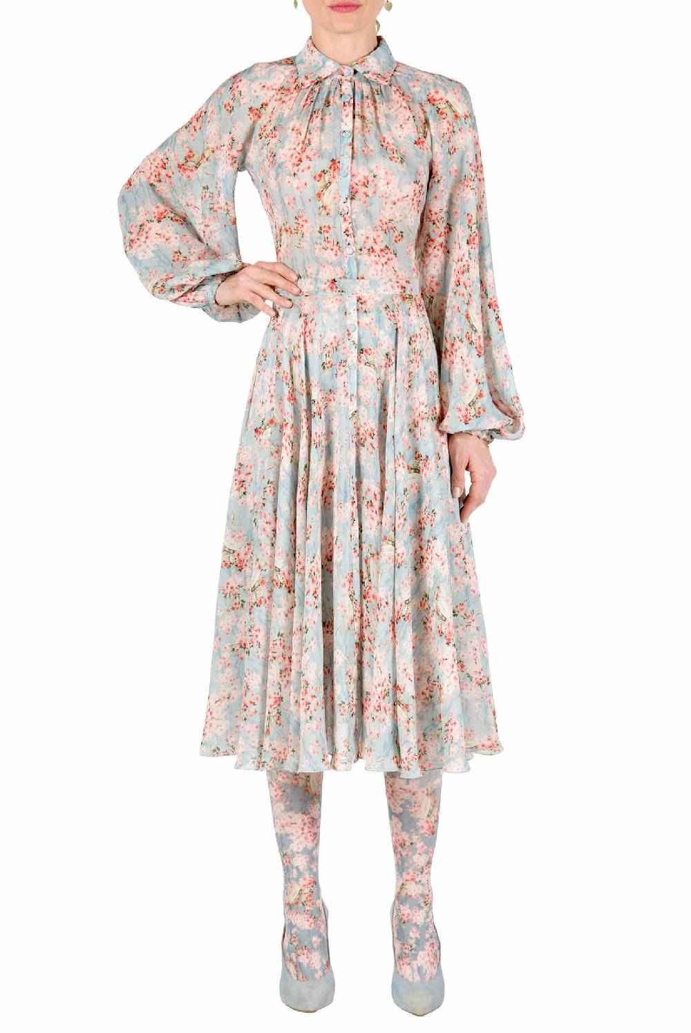 Luisa Beccaria Abito Carlamaria Georgette Cerchio Di Rose Promozione