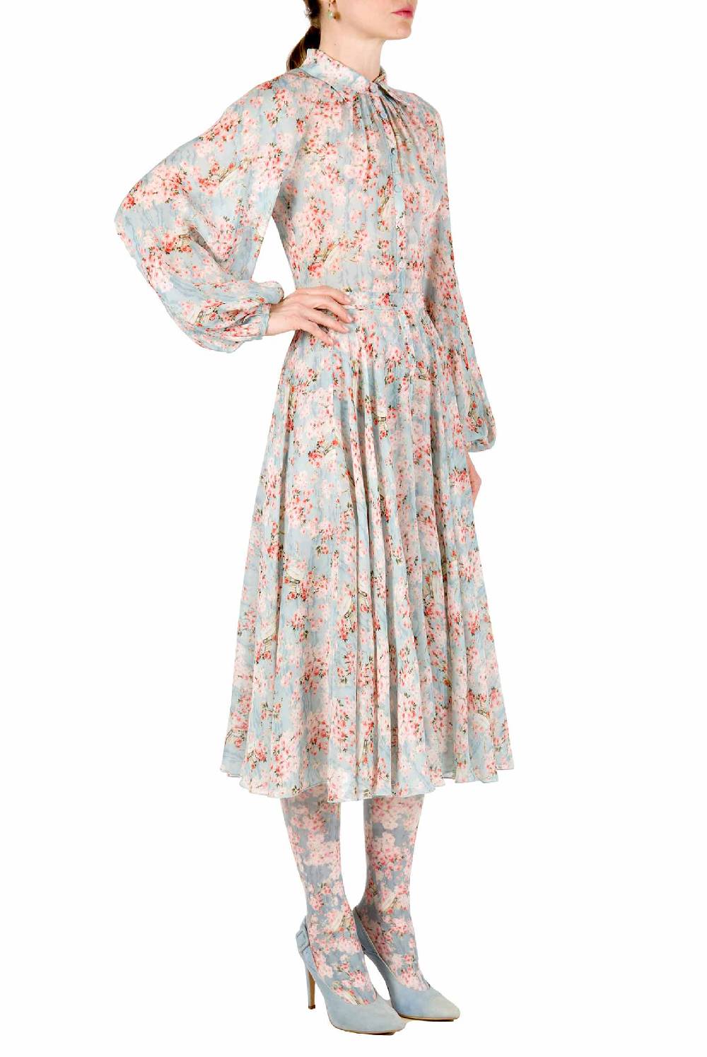Luisa Beccaria Abito Carlamaria Georgette Cerchio Di Rose Promozione