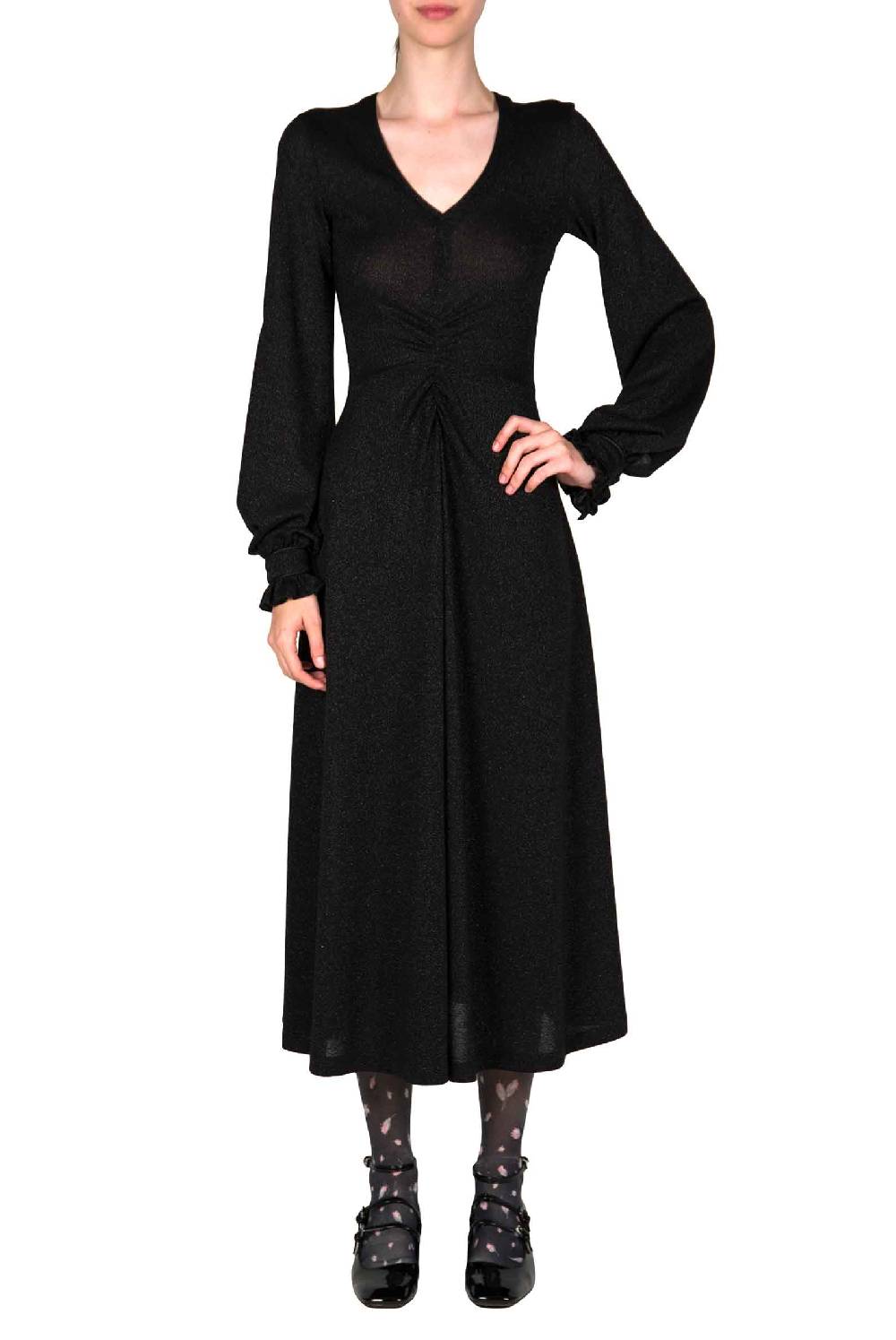 Luisa Beccaria Abito nero in jersey lurex Consegna Veloce
