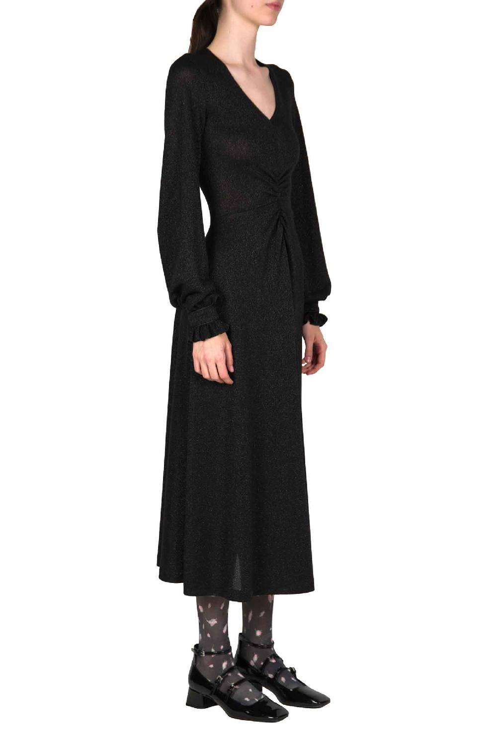 Luisa Beccaria Abito nero in jersey lurex Consegna Veloce