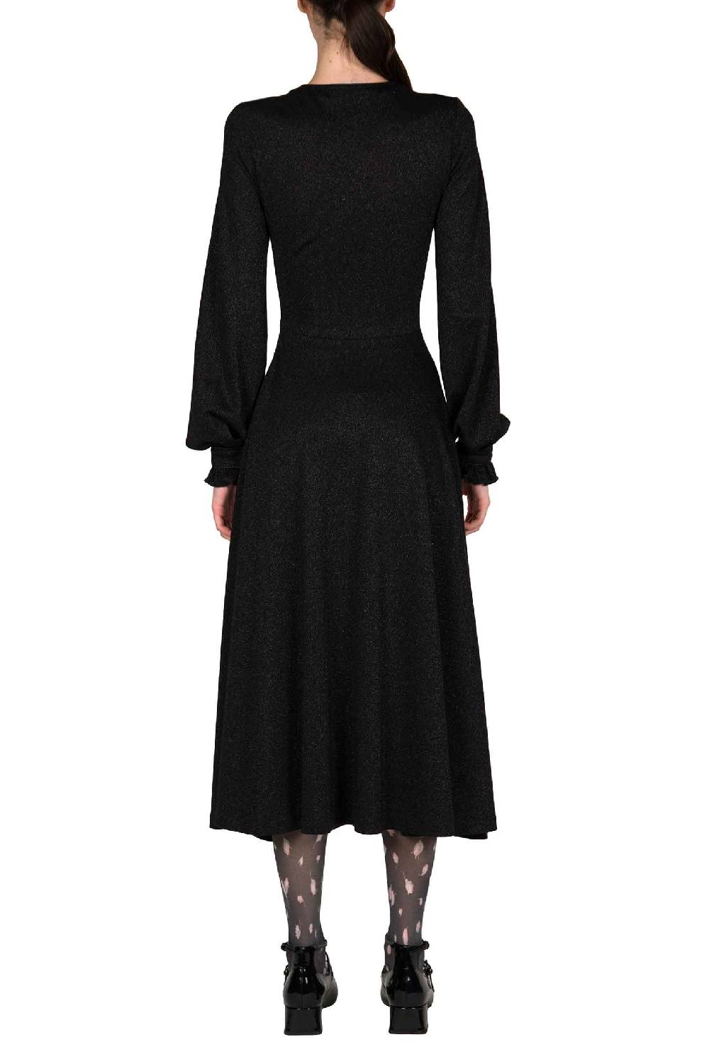 Luisa Beccaria Abito nero in jersey lurex Consegna Veloce