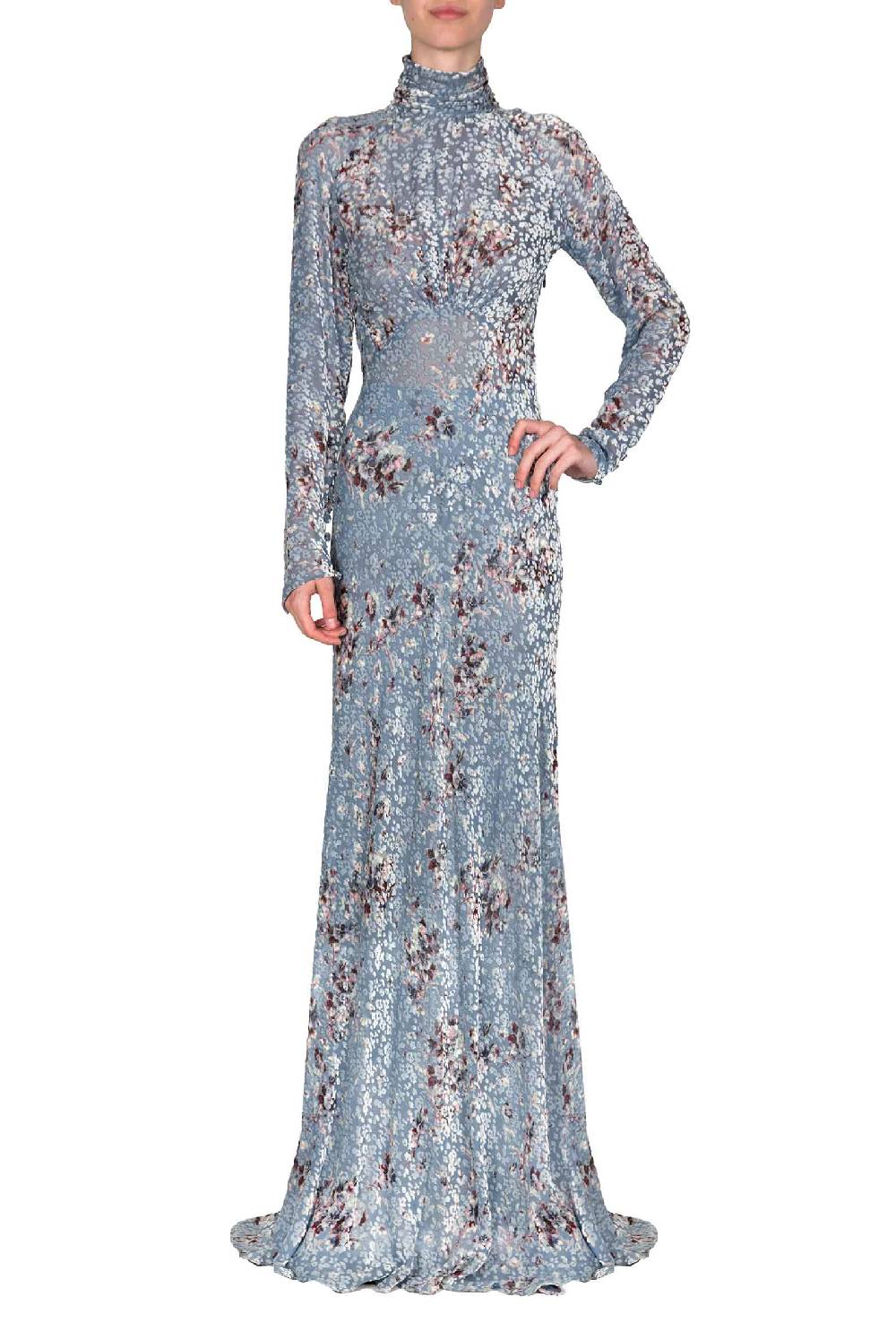 Luisa Beccaria Maxi abito Dèvorè stampato Flower Storm Prezzo Ridotto