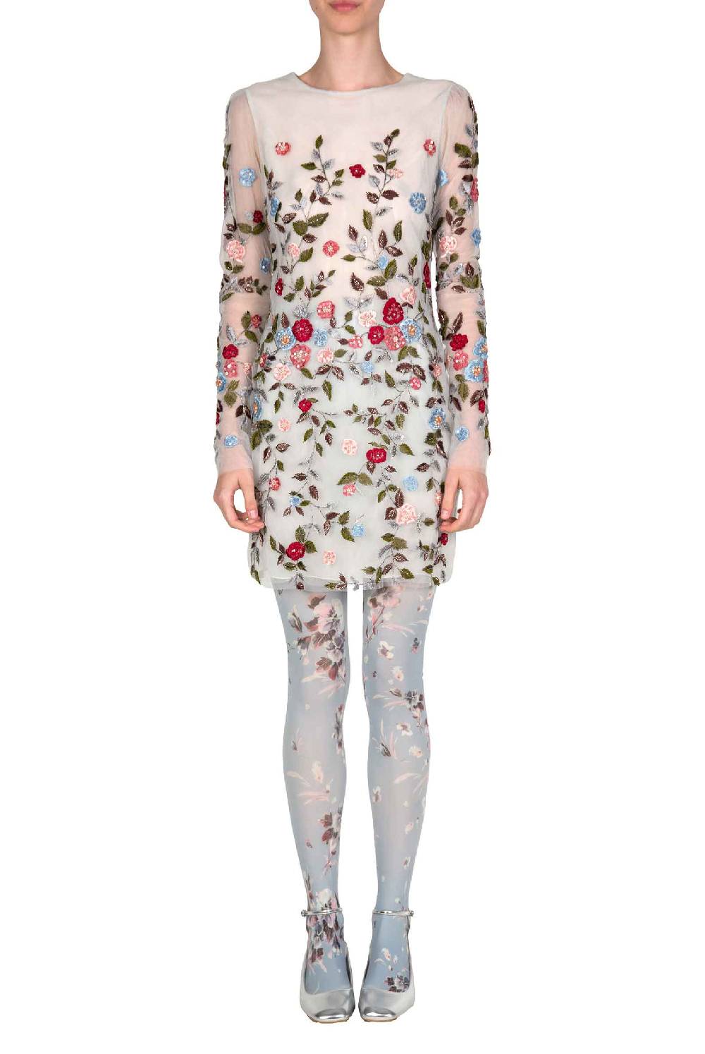 Luisa Beccaria Mini abito in tulle ricamato a fiori Convenienza