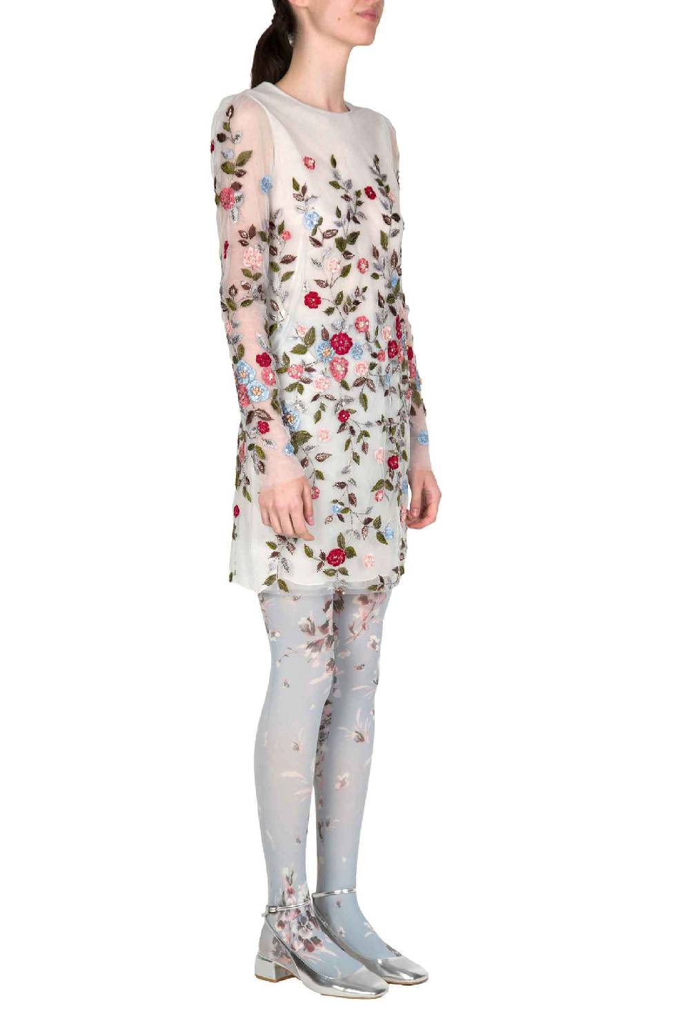 Luisa Beccaria Mini abito in tulle ricamato a fiori Convenienza