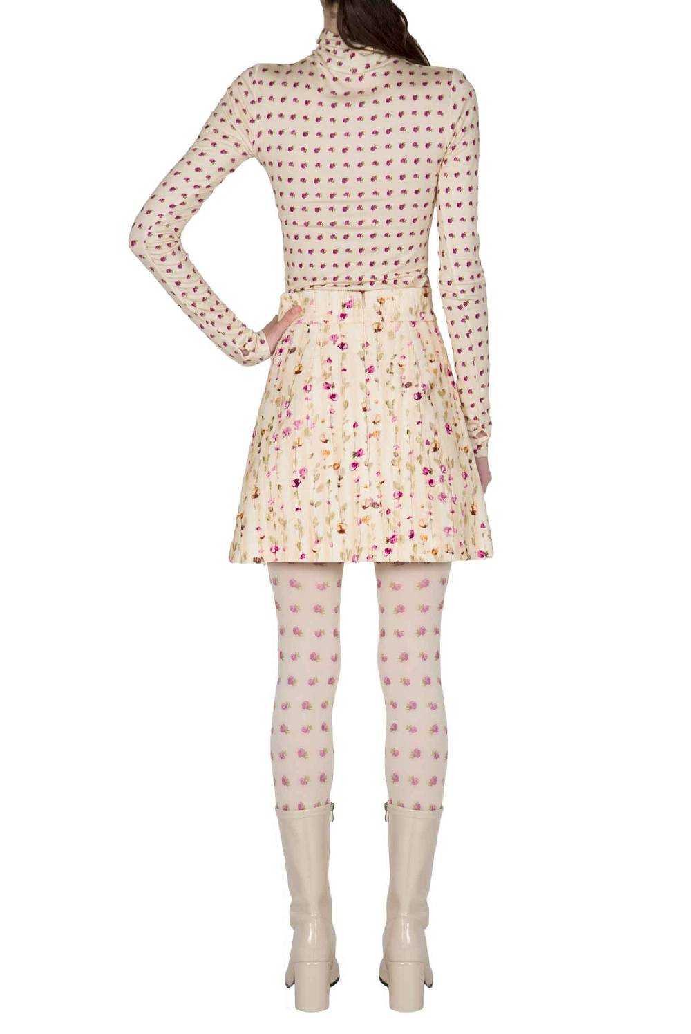 Luisa Beccaria Dolcevita beige con stampa boccioli vintage Economico
