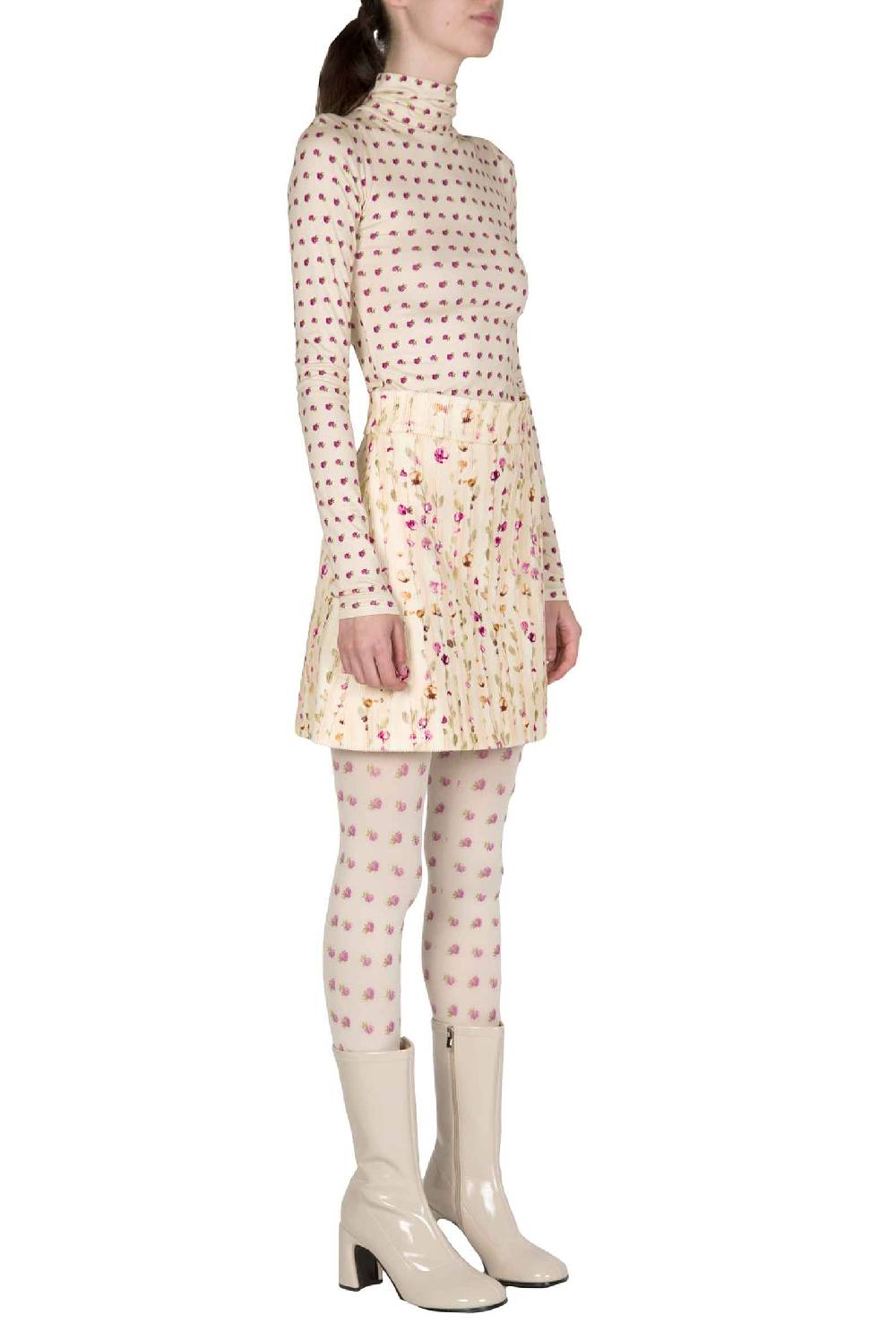 Luisa Beccaria Minigonna in velluto con ghirlanda di fiori Outlet