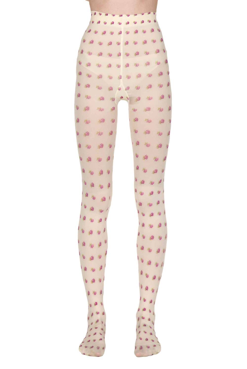 Luisa Beccaria Collant Vintage Buds Crema In Vendita