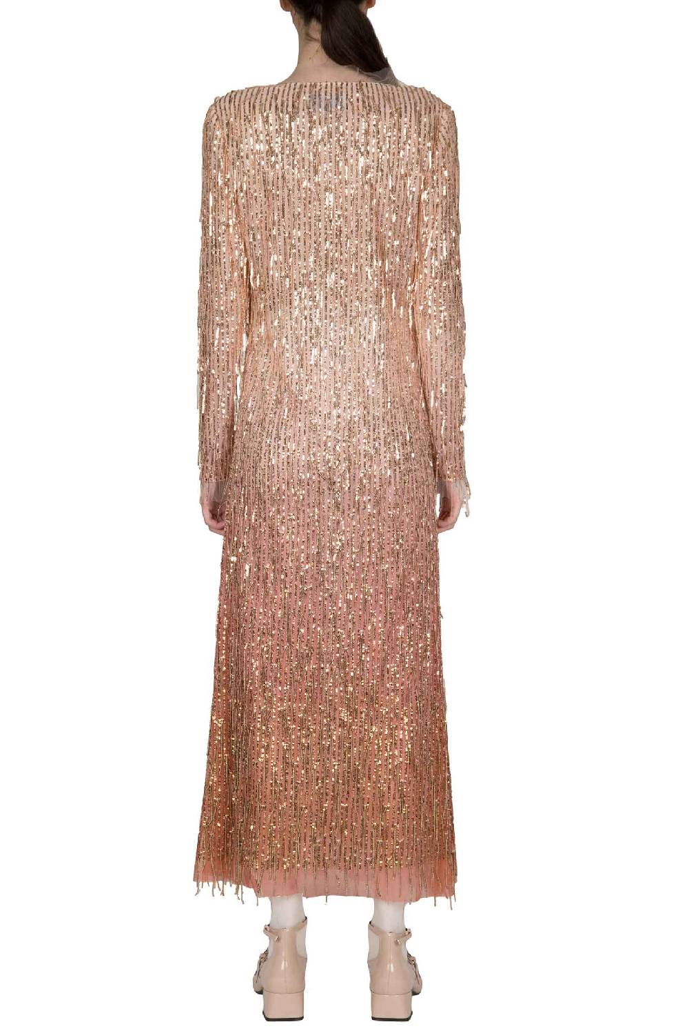 Luisa Beccaria Abito Degrade' In Paillettes Con Frange Offerte