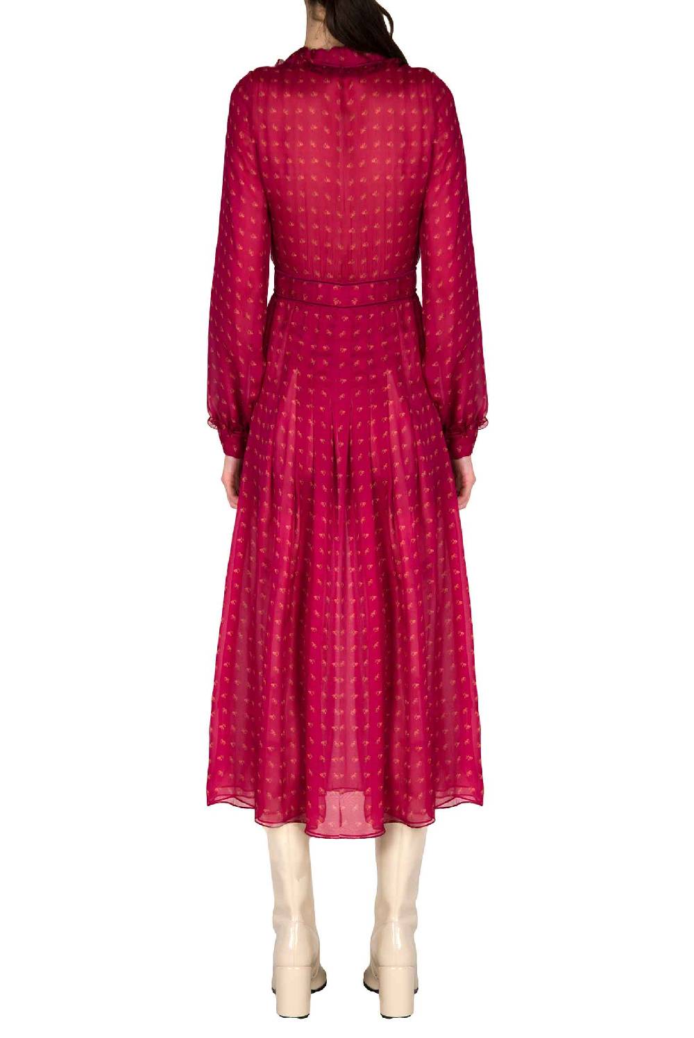 Luisa Beccaria Abito midi in crepone di chiffon con boccioli vintage Vendita Calda
