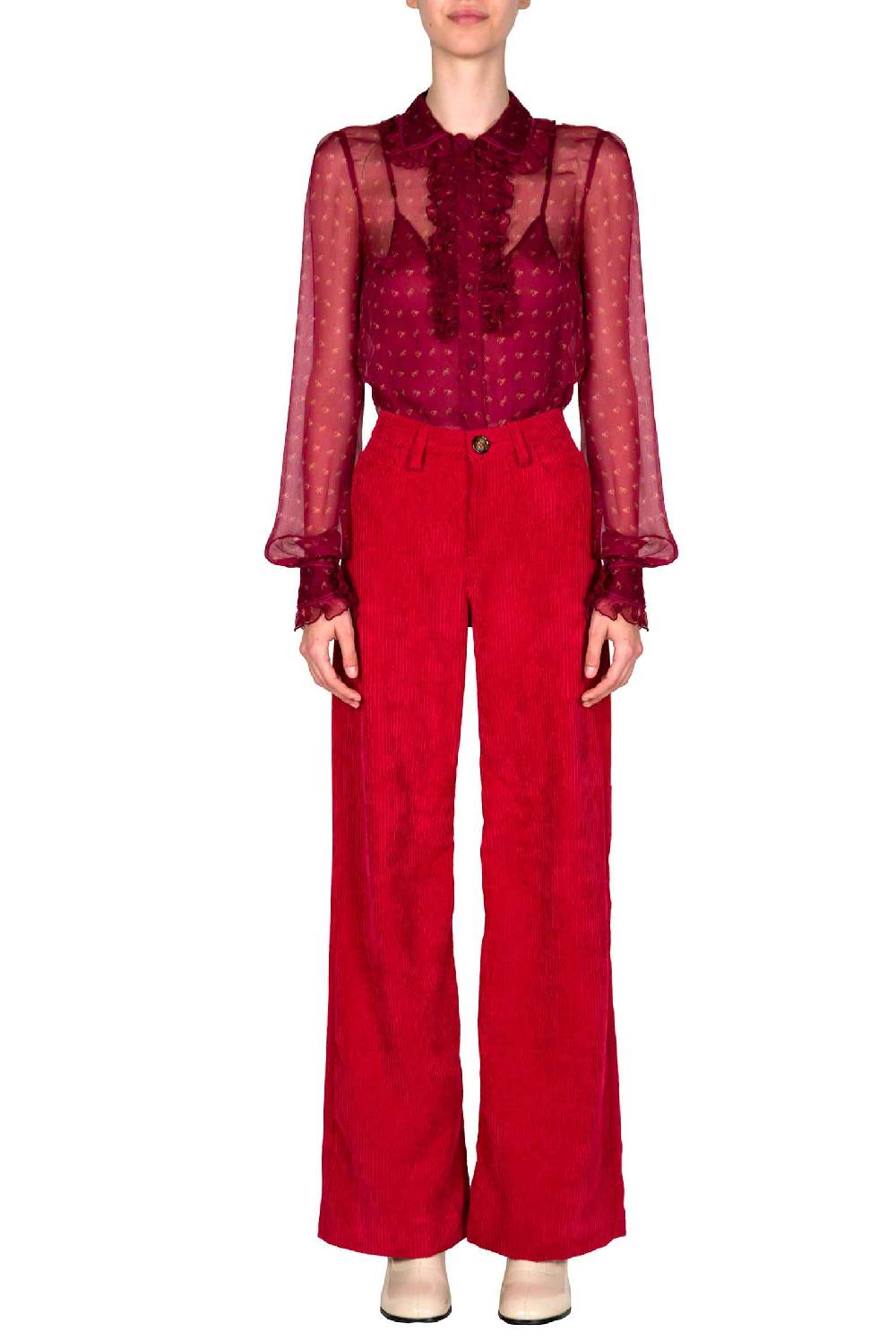 Luisa Beccaria Pantaloni palazzo in velluto a coste Saldi Di Fabbrica