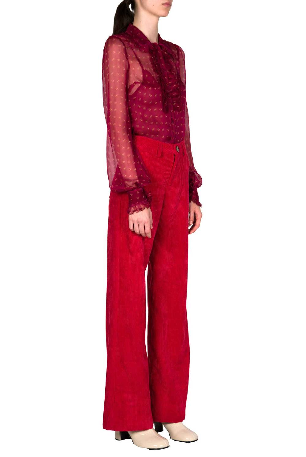 Luisa Beccaria Pantaloni palazzo in velluto a coste Saldi Di Fabbrica