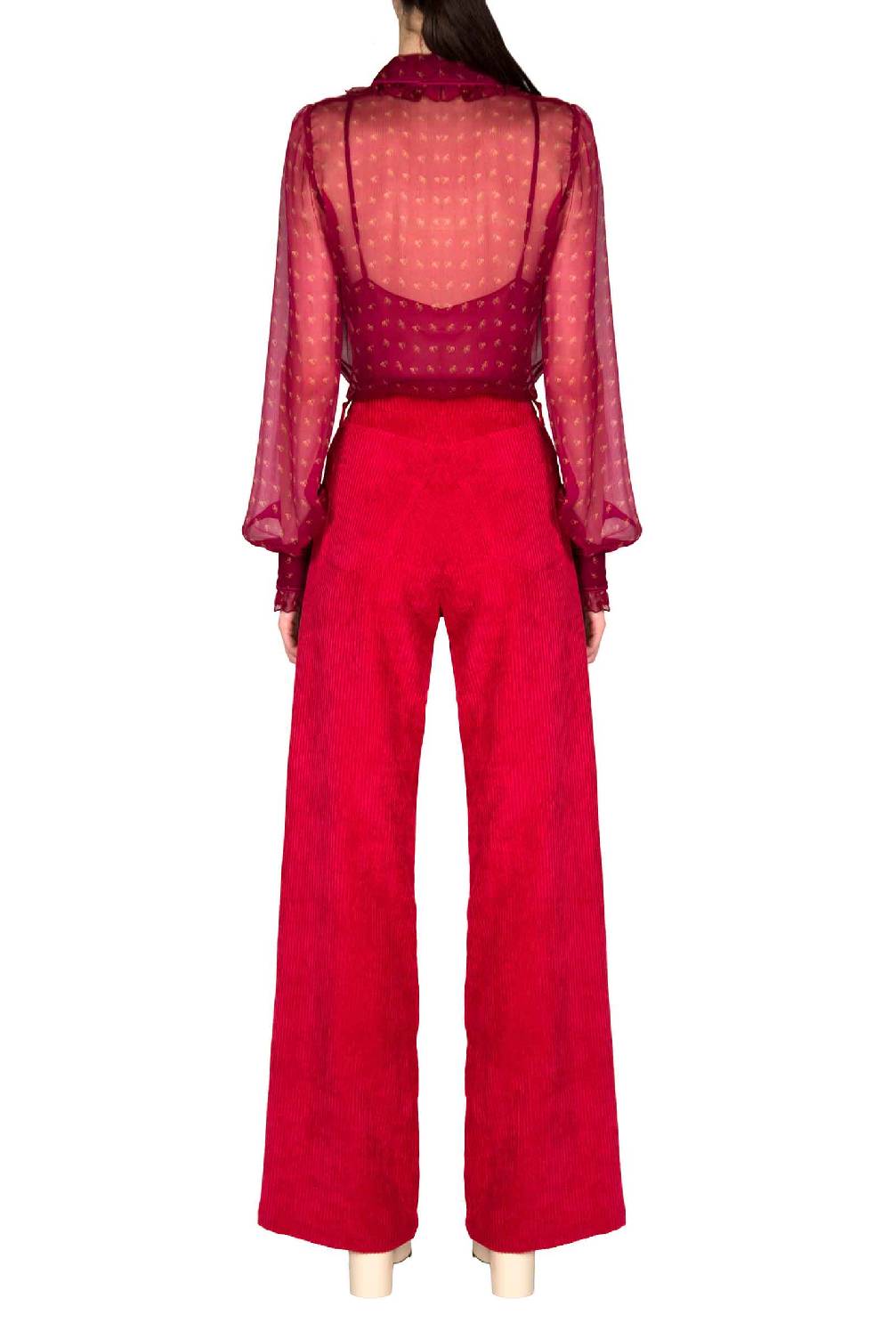 Luisa Beccaria Pantaloni palazzo in velluto a coste Saldi Di Fabbrica