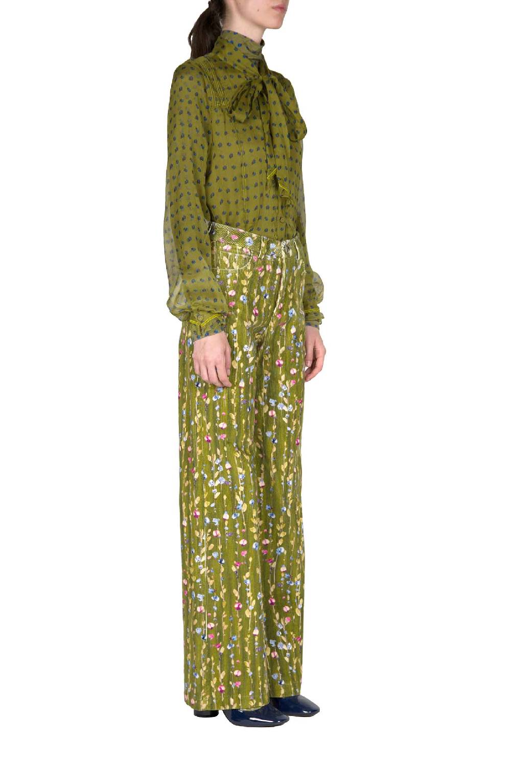 Luisa Beccaria Camicia in creponne di chiffon vintage Buds con dettaglio fiocco Vendite Flash