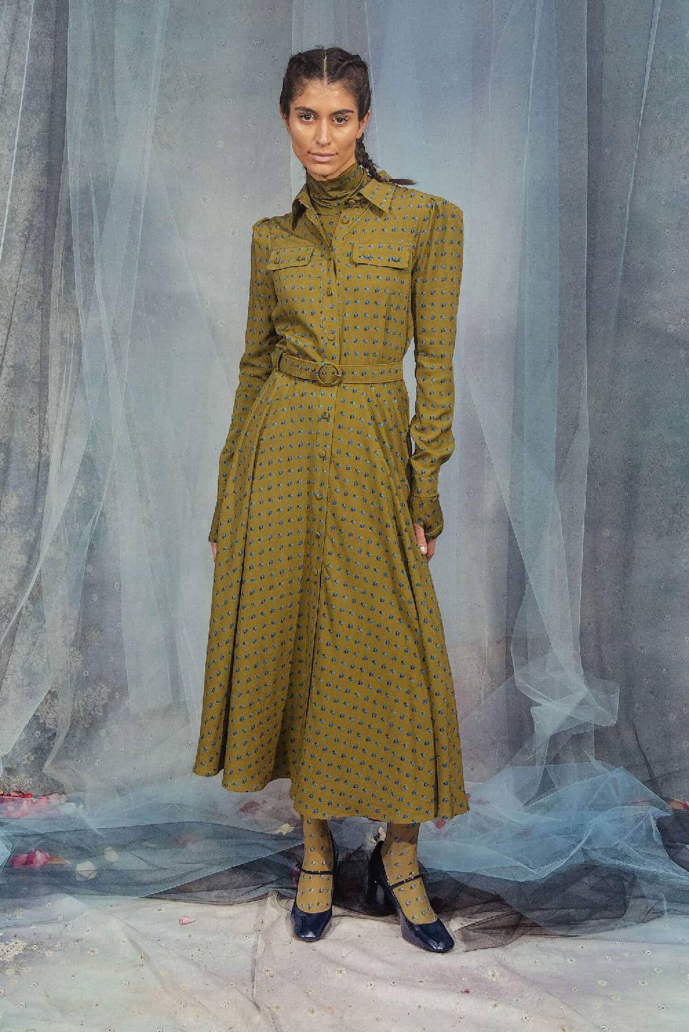Luisa Beccaria Cintura in cotone stampato con boccioli vintage Moda