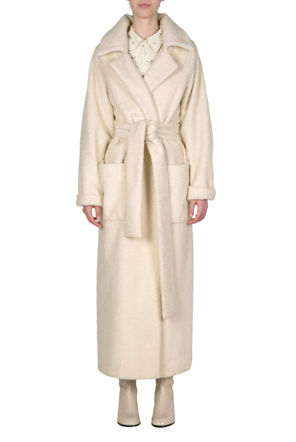 Luisa Beccaria Maxi cappotto in lana bianca Negozio online di fabbrica