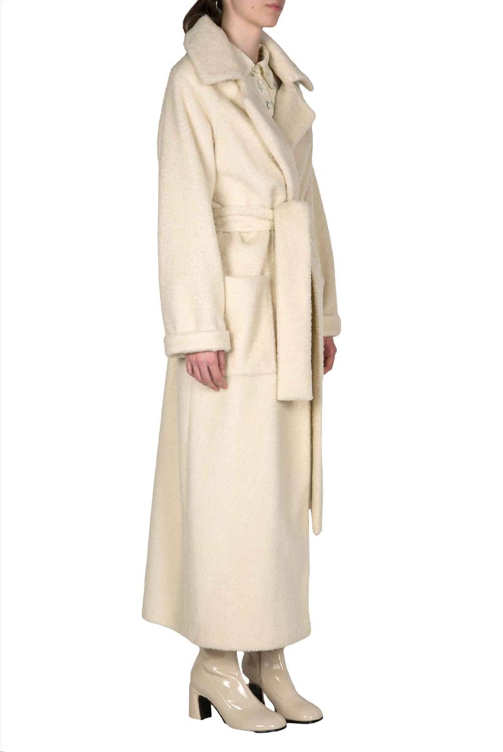 Luisa Beccaria Maxi cappotto in lana bianca Negozio online di fabbrica