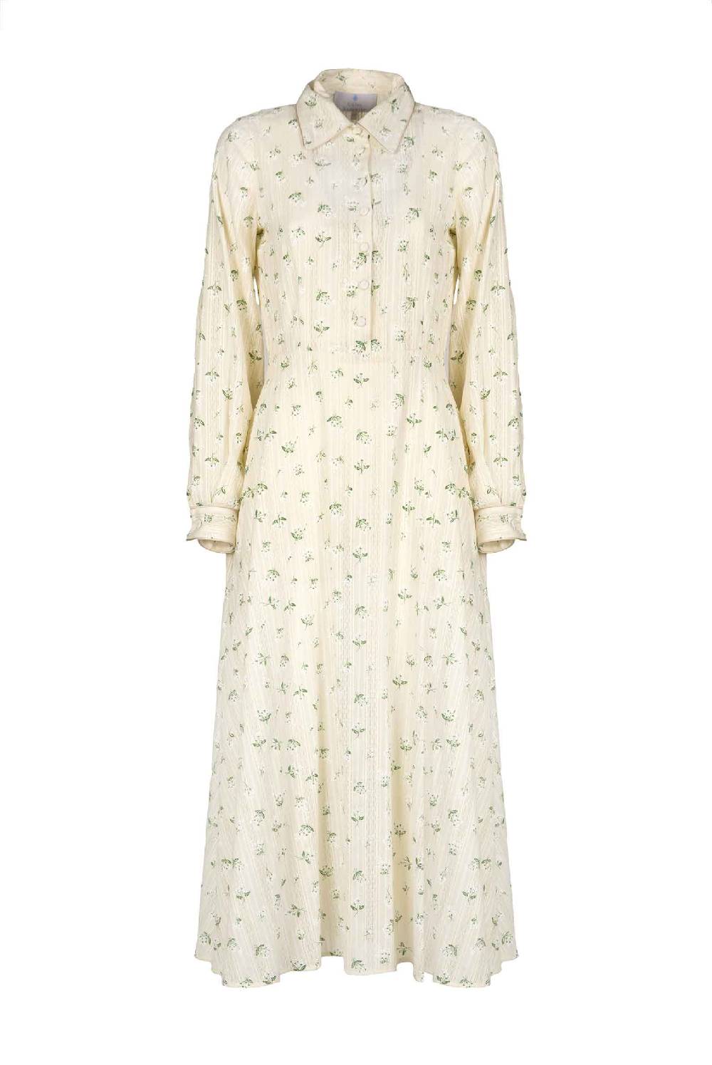 Luisa Beccaria Abito in jacquard a fiori stampati in cotone Prezzo di fabbrica