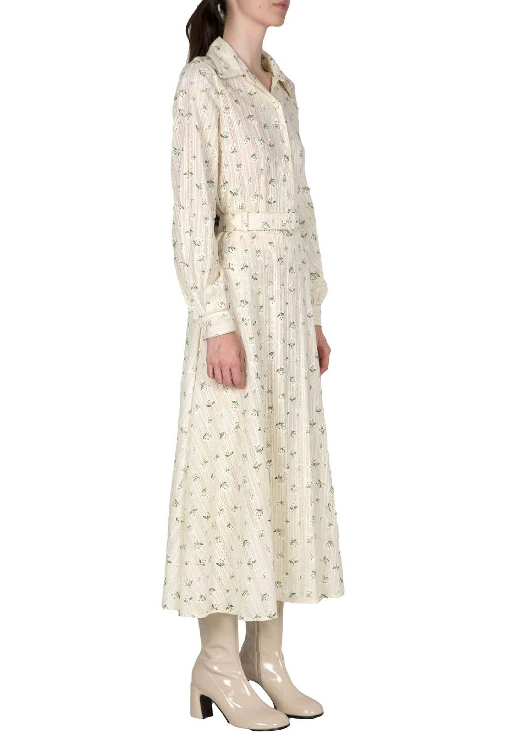 Luisa Beccaria Abito in jacquard a fiori stampati in cotone Prezzo di fabbrica