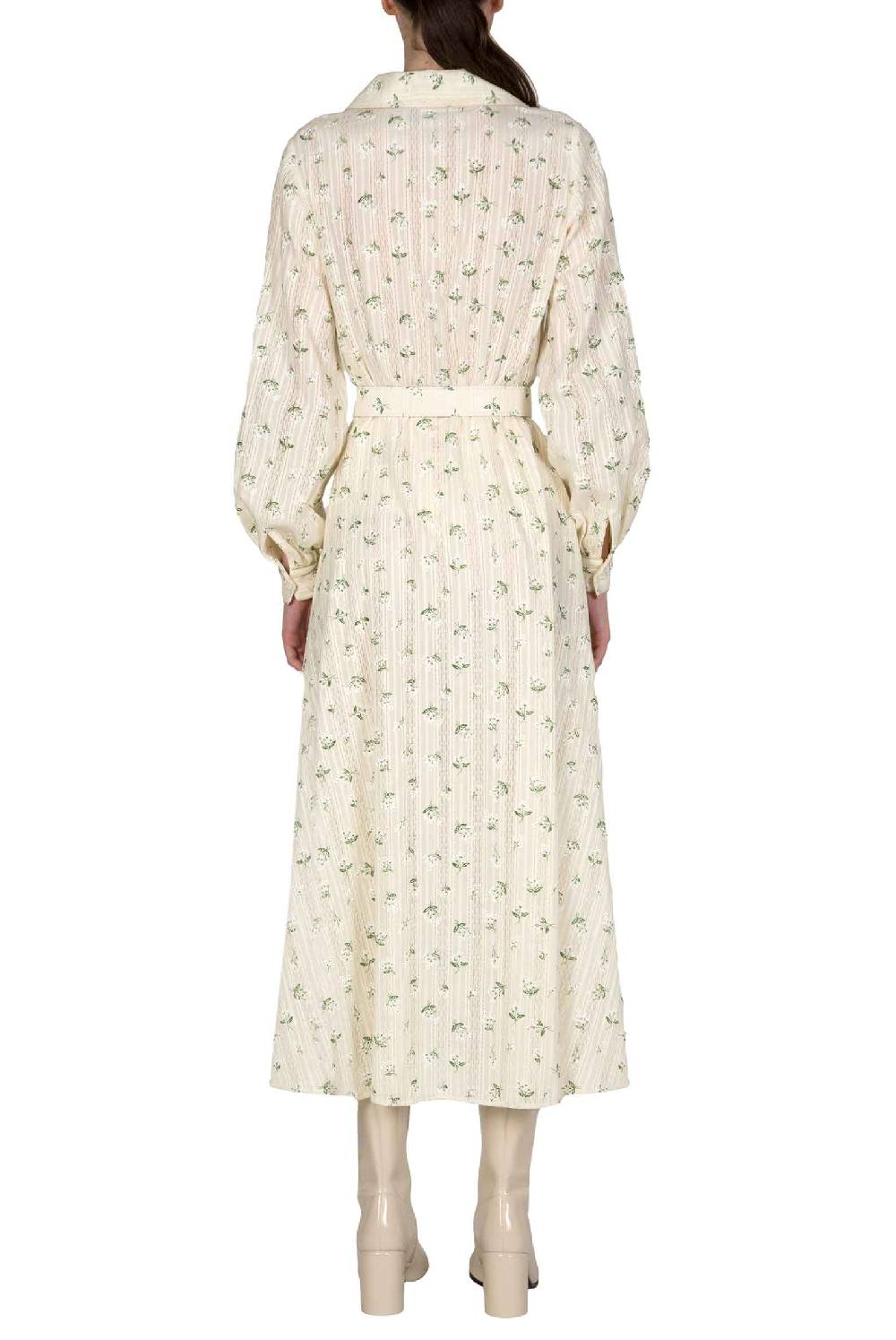 Luisa Beccaria Abito in jacquard a fiori stampati in cotone Prezzo di fabbrica