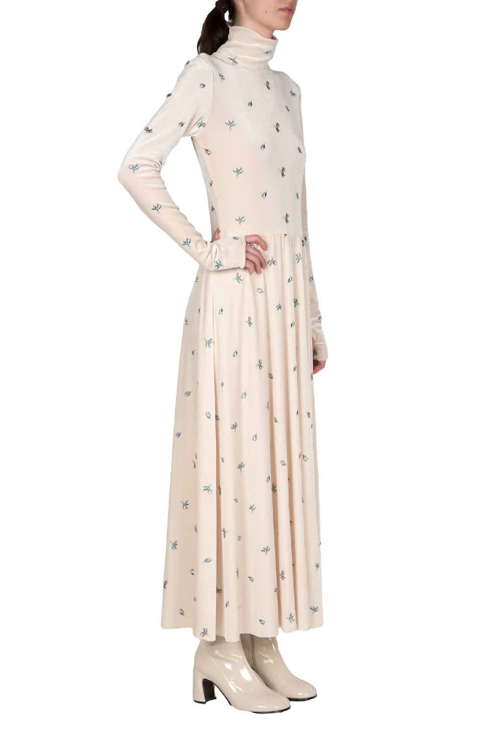 Luisa Beccaria Abito lungo a collo alto in velluto Shopping online