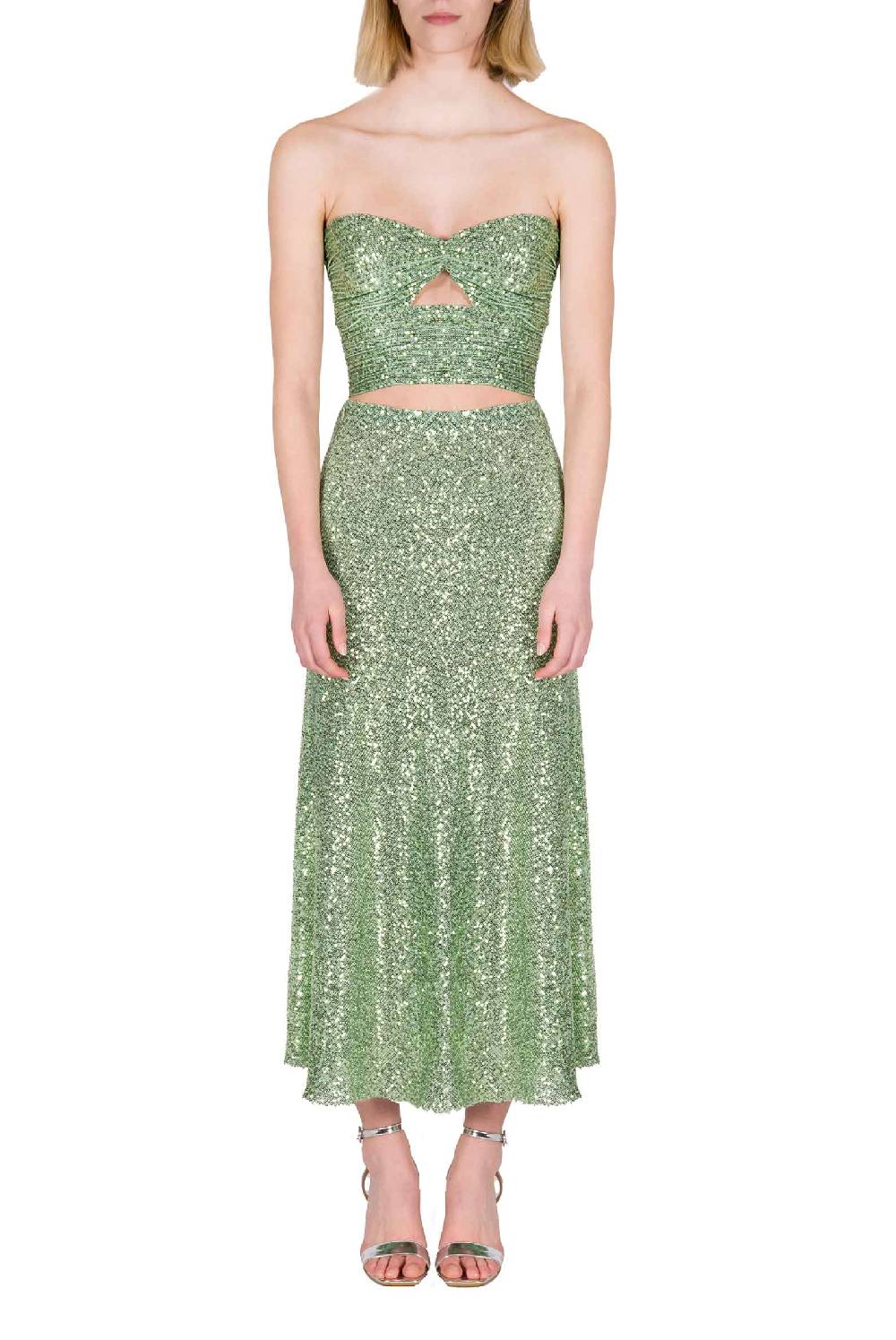 Luisa Beccaria Gonna con paillettes verde salvia Offerta Pasqua