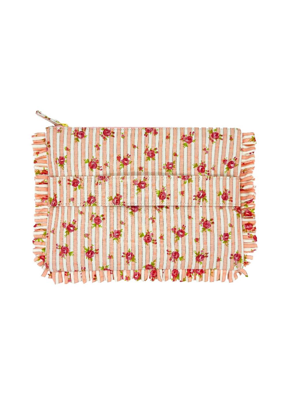 Luisa Beccaria Pochette Grande A Mano Rose Rigate Rosa Offerta per la Festa della Mamma