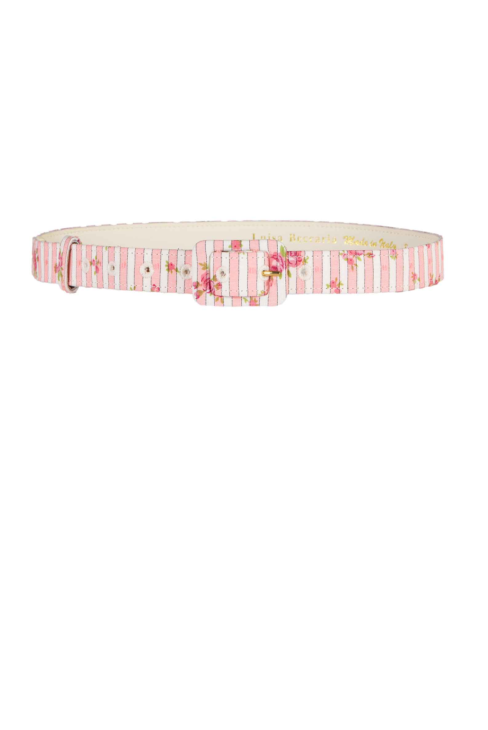 Luisa Beccaria Cintura rosa con rose a righe