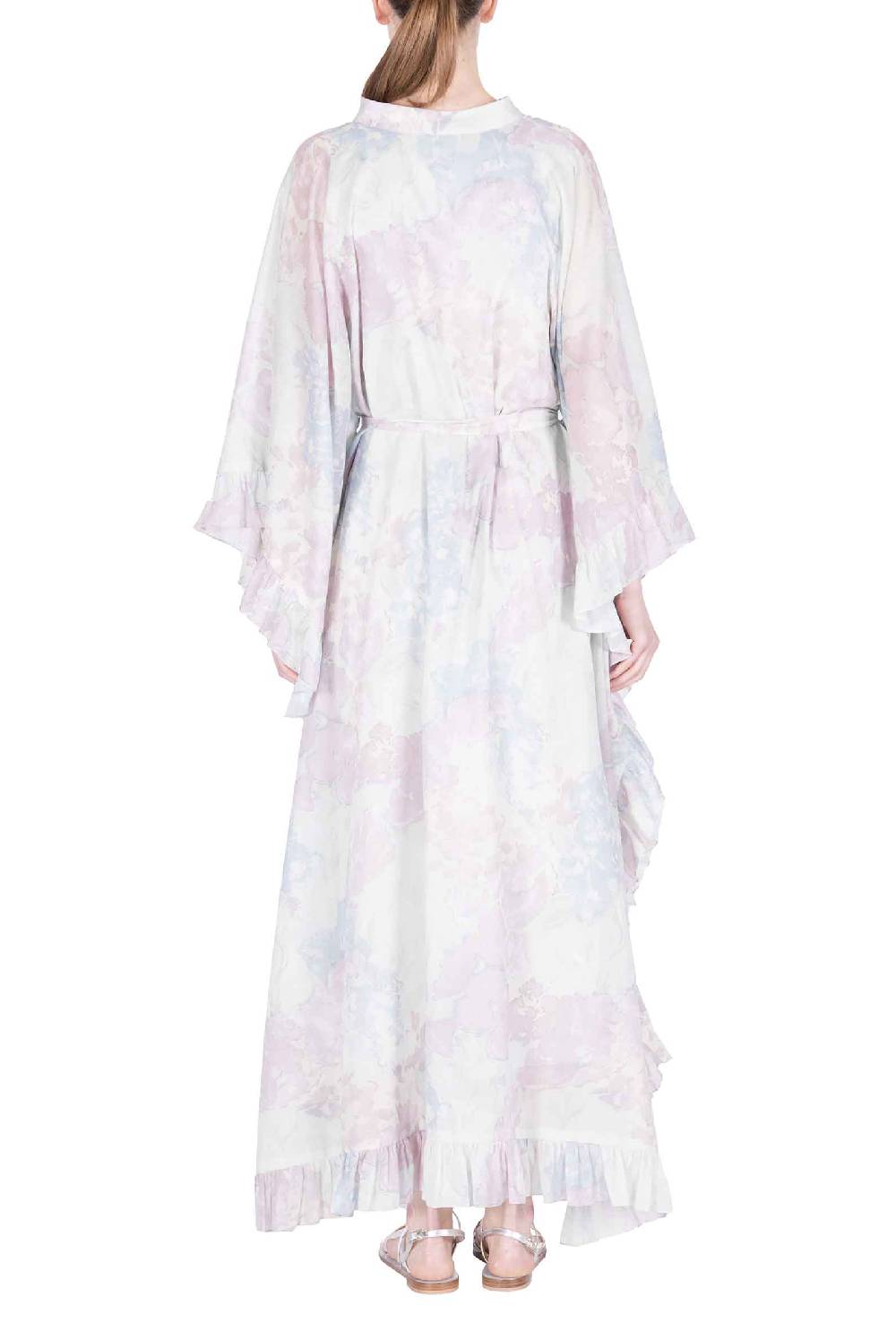 Luisa Beccaria Caftano in cotone con fiori astratti Lightning offer