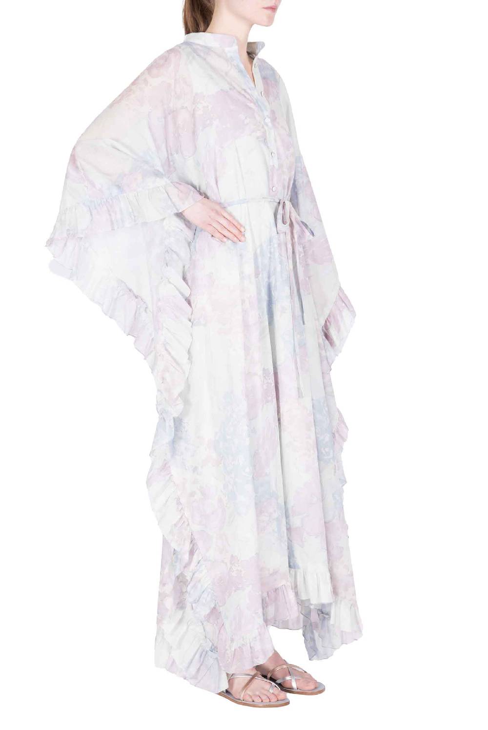 Luisa Beccaria Caftano in cotone con fiori astratti Lightning offer