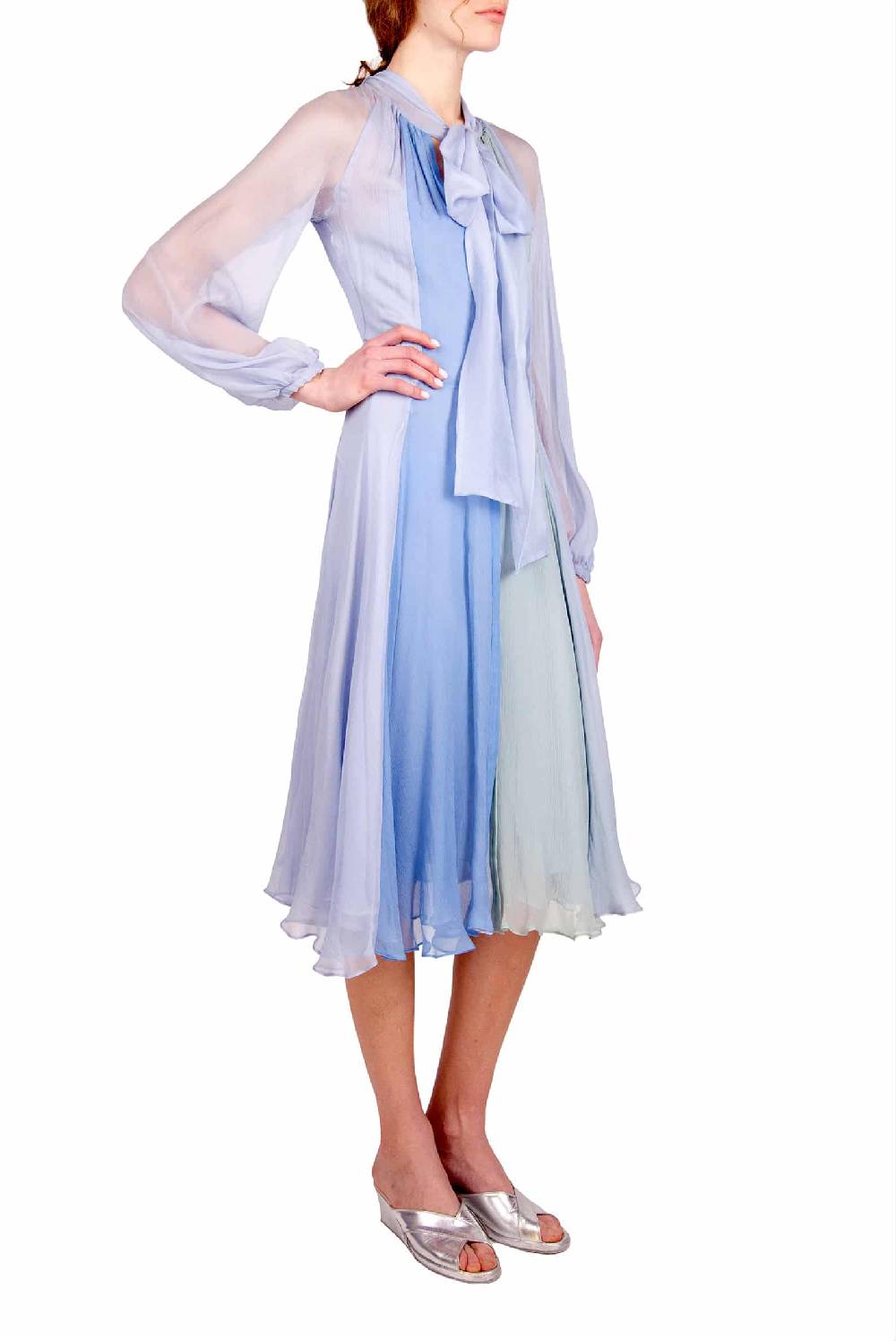Luisa Beccaria Abito Corto In Chiffon Tricolore Con Fiocco Offerte giornaliere